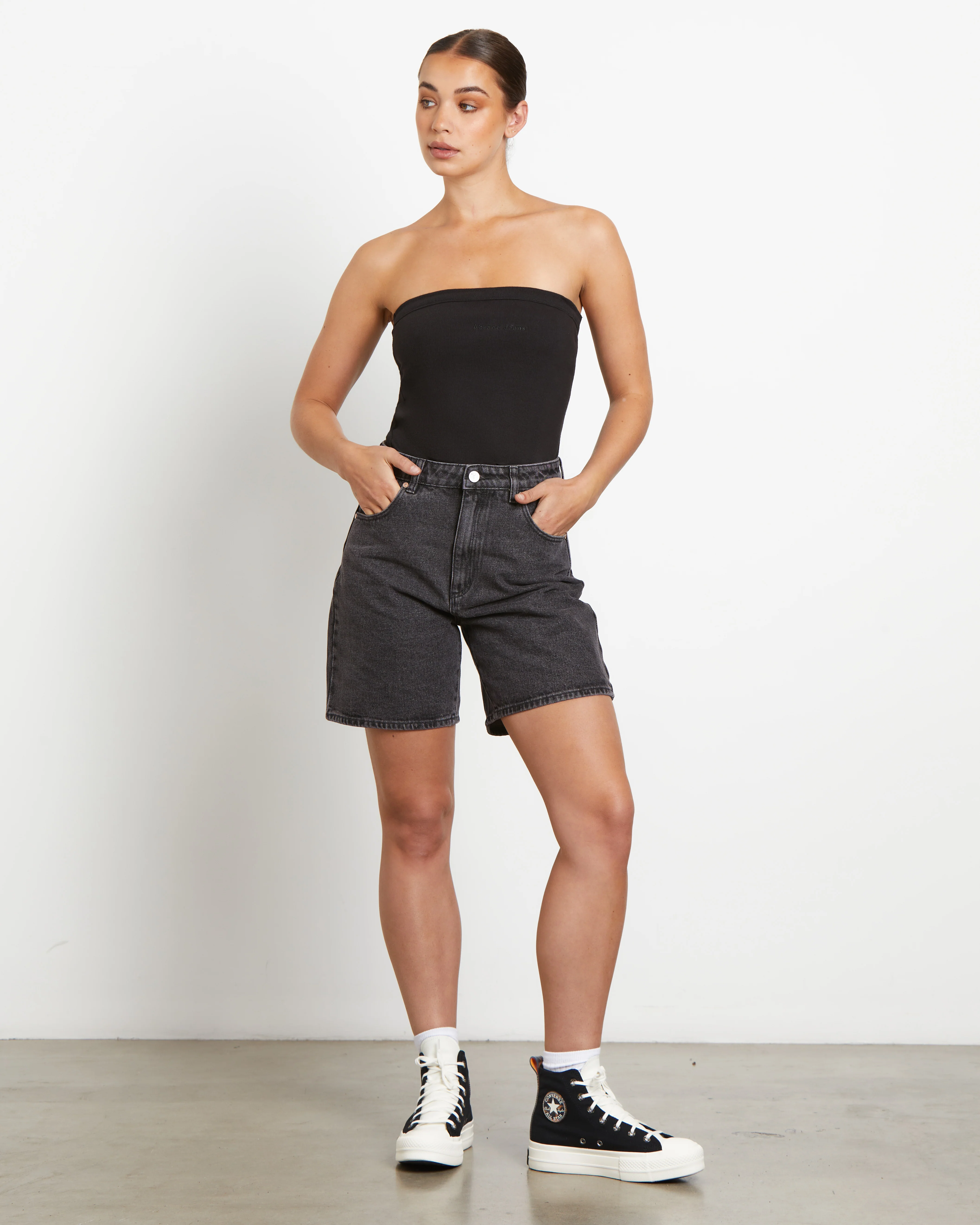 Heather Long Line Bandeau in Black - Image 3