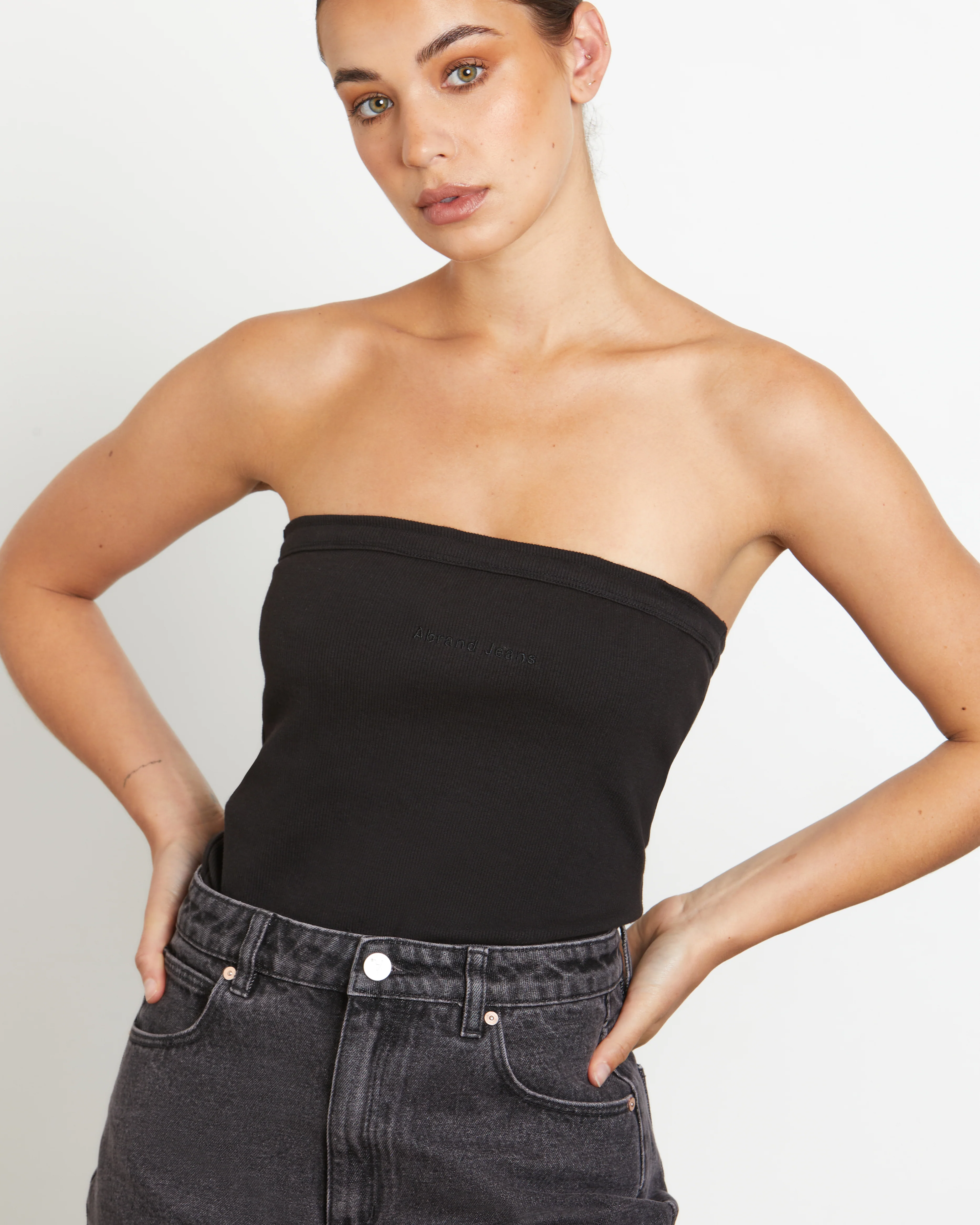 Heather Long Line Bandeau in Black - Image 5