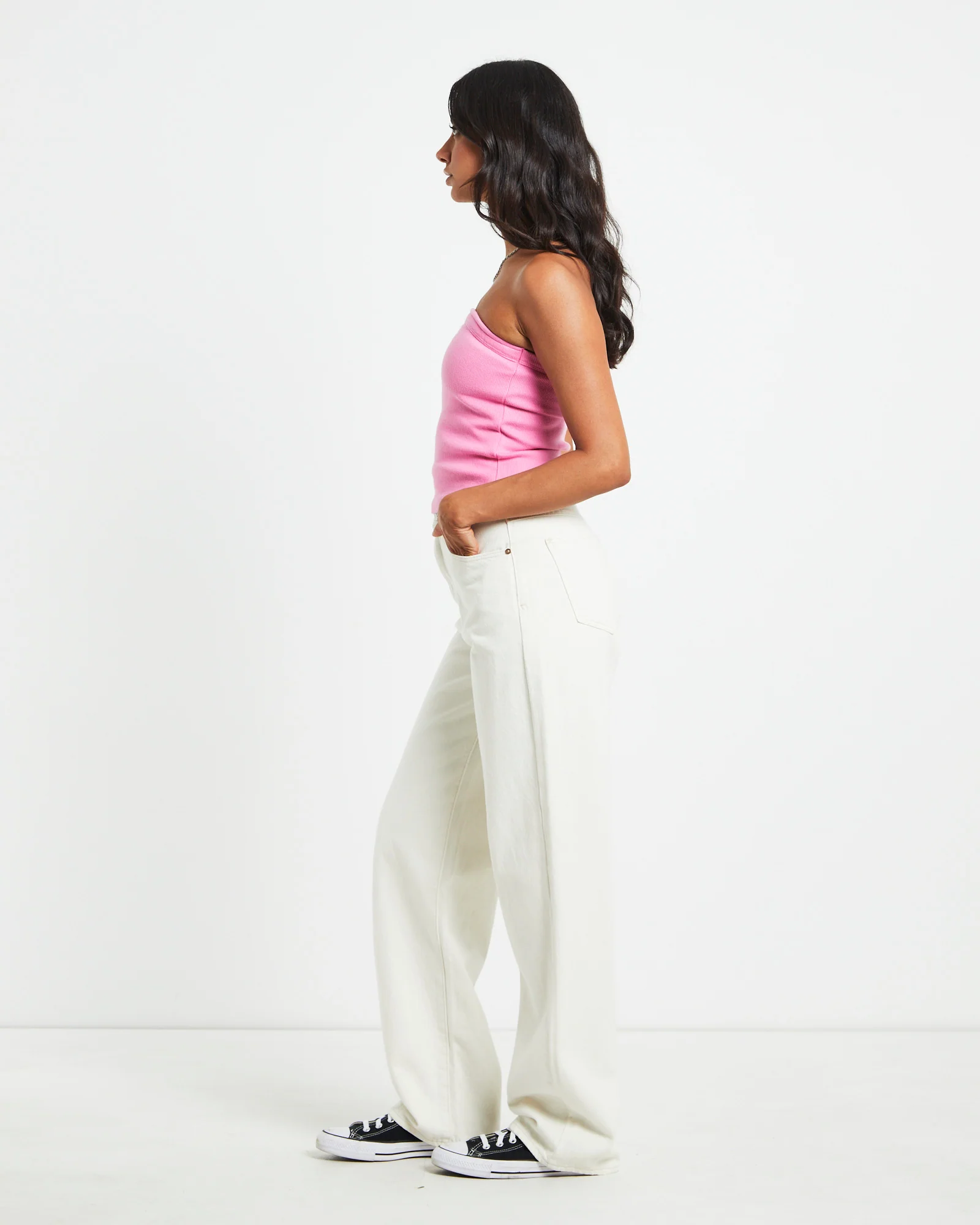 Heather Long Line Bandeau Top in Pink - Image 4