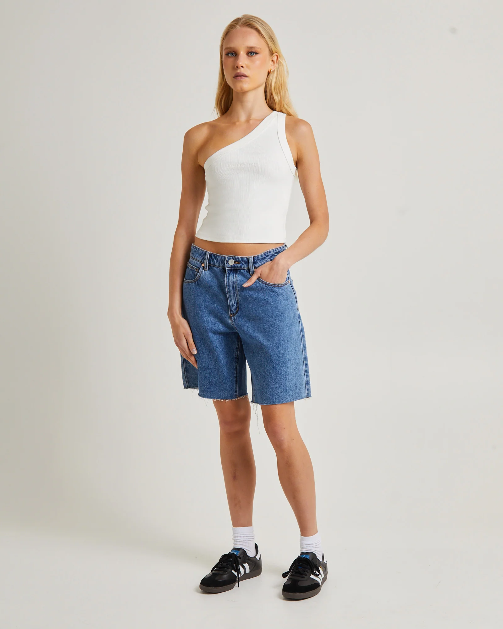 Heather One Shoulder Top White Sand - Image 3