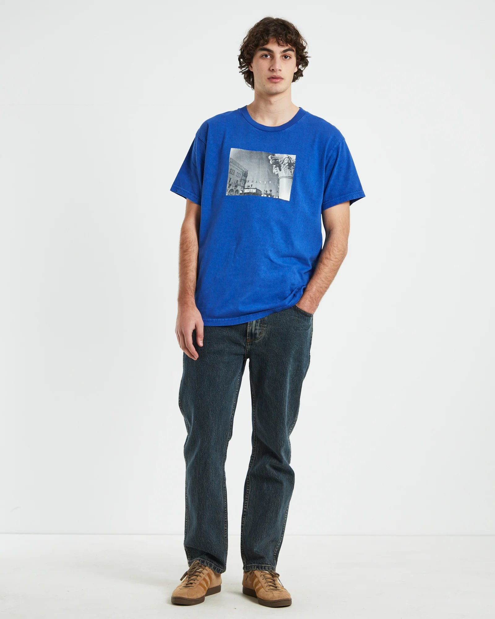 Heavy Venice Short Sleeve T-Shirt in Blue - Image 3