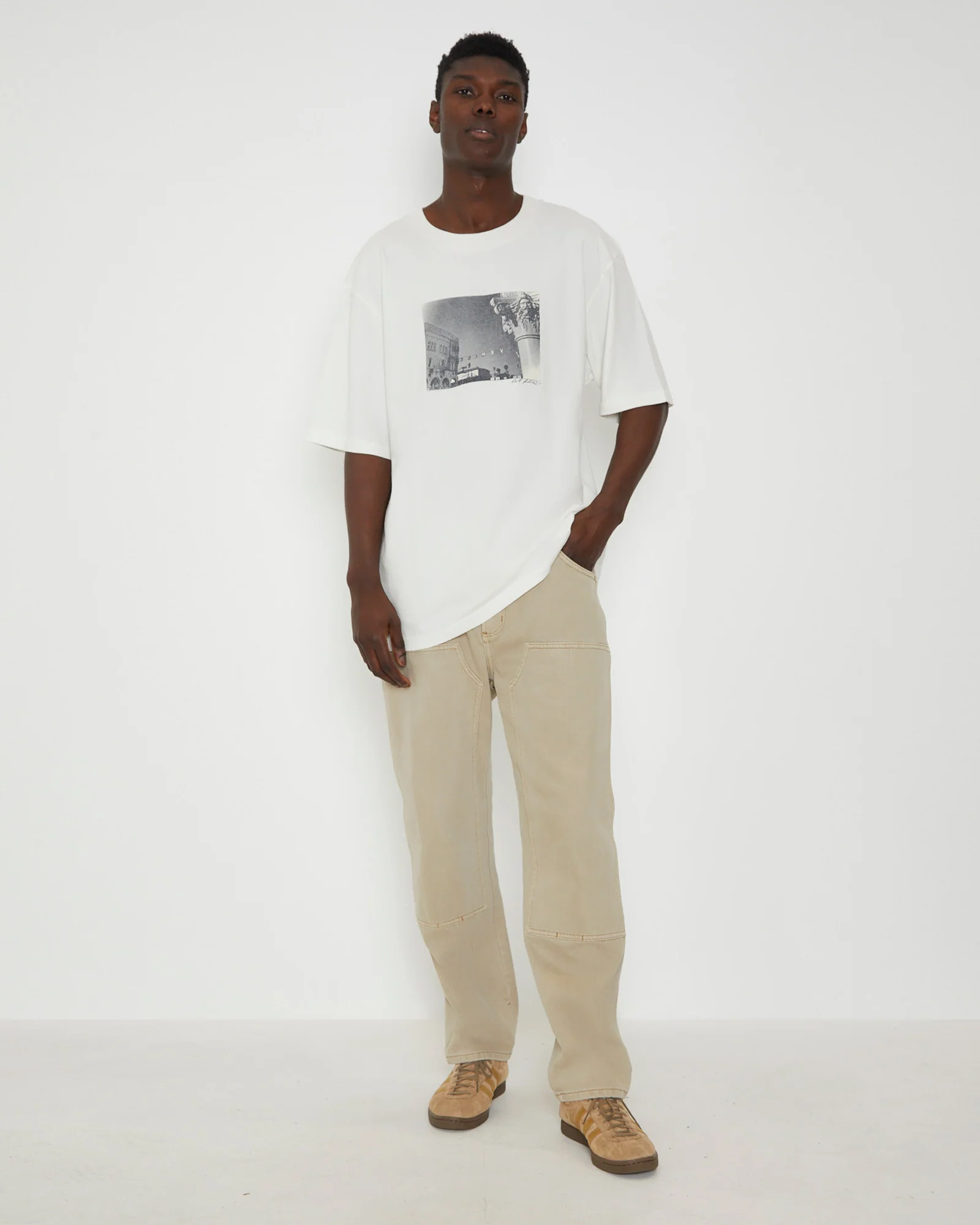 Heavy Venice Short Sleeve T-Shirt in Vintage White - Image 3