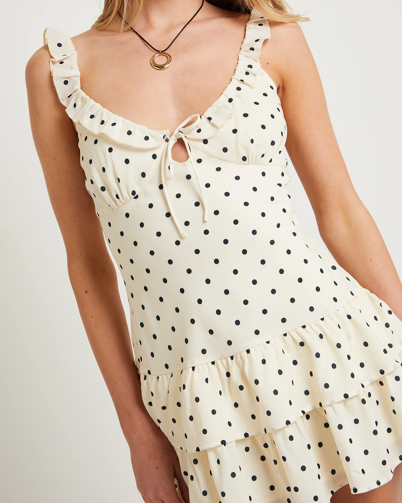 Helena Plunge Spot Mini Dress - Image 6