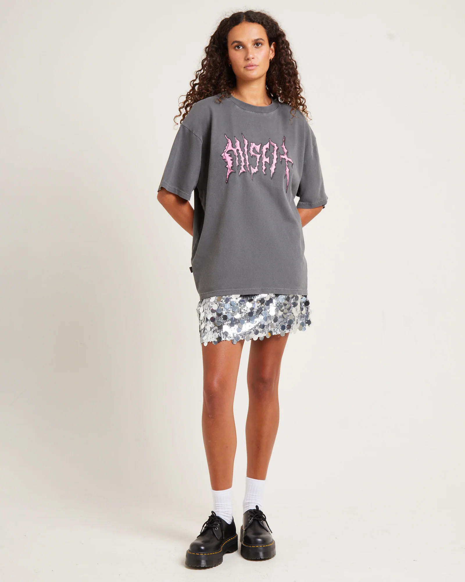 Hell Corner Oversized T-Shirt Charcoal - Image 3