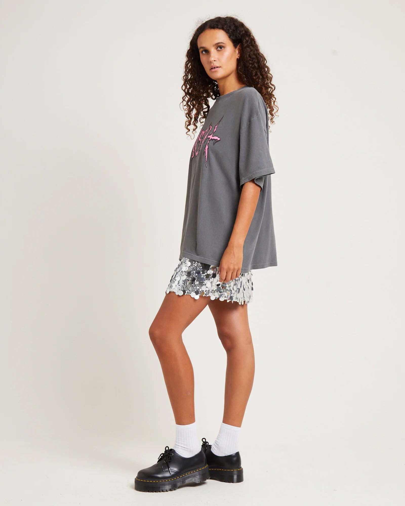 Hell Corner Oversized T-Shirt Charcoal - Image 4