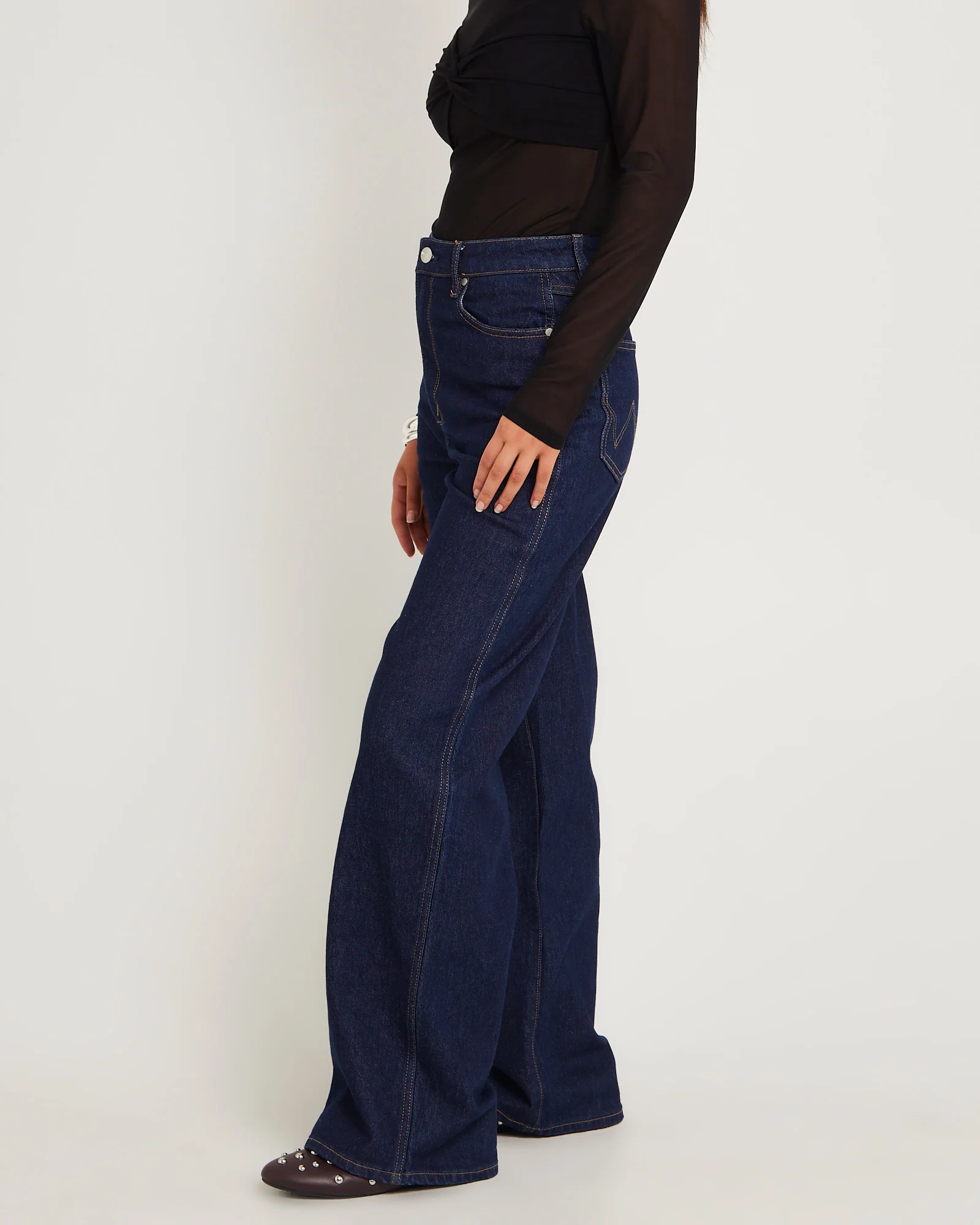 Hi Bells Flared Denim Jeans Highway Black - Image 5