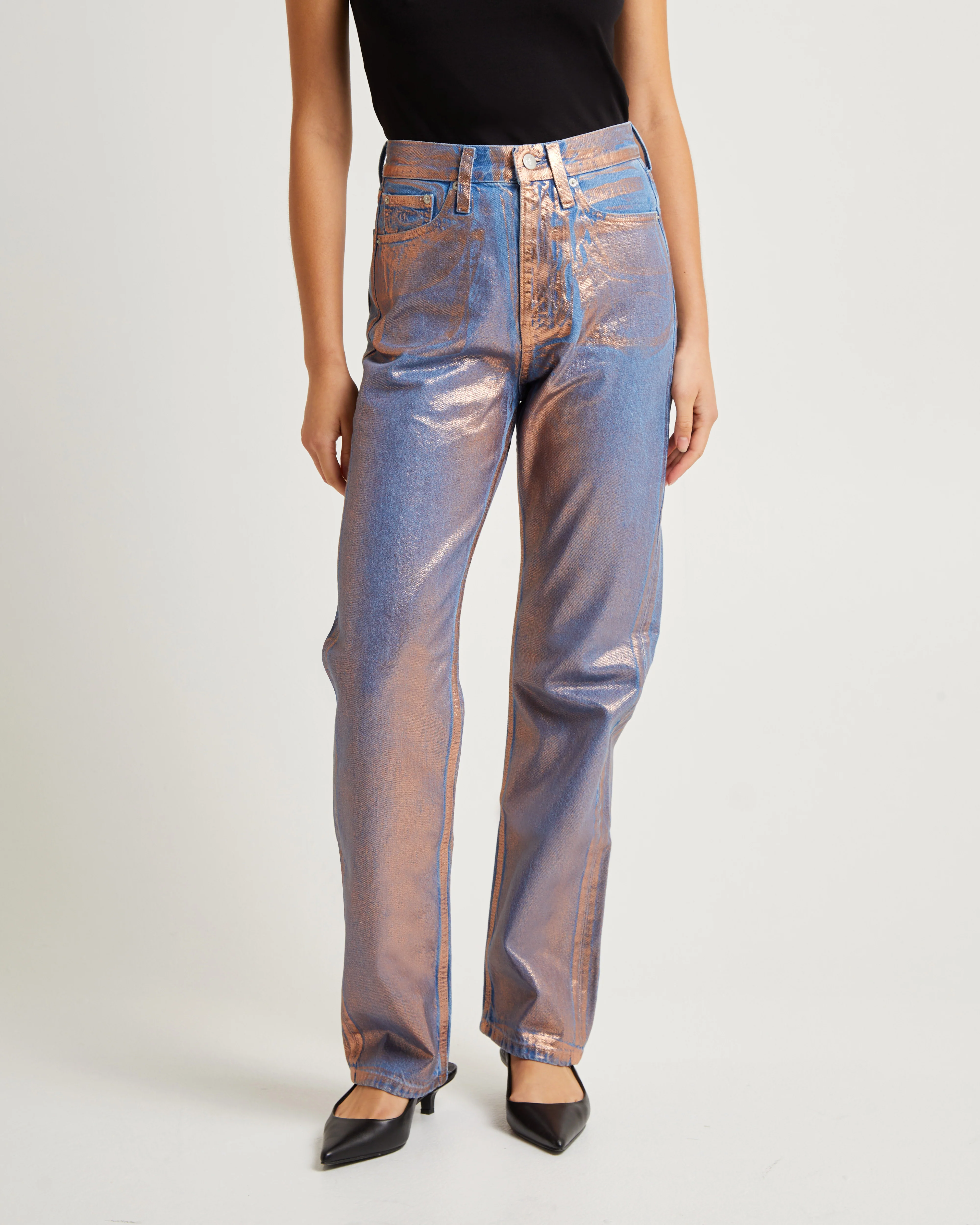 High Rise Straight Jeans Denim Medium - Image 2