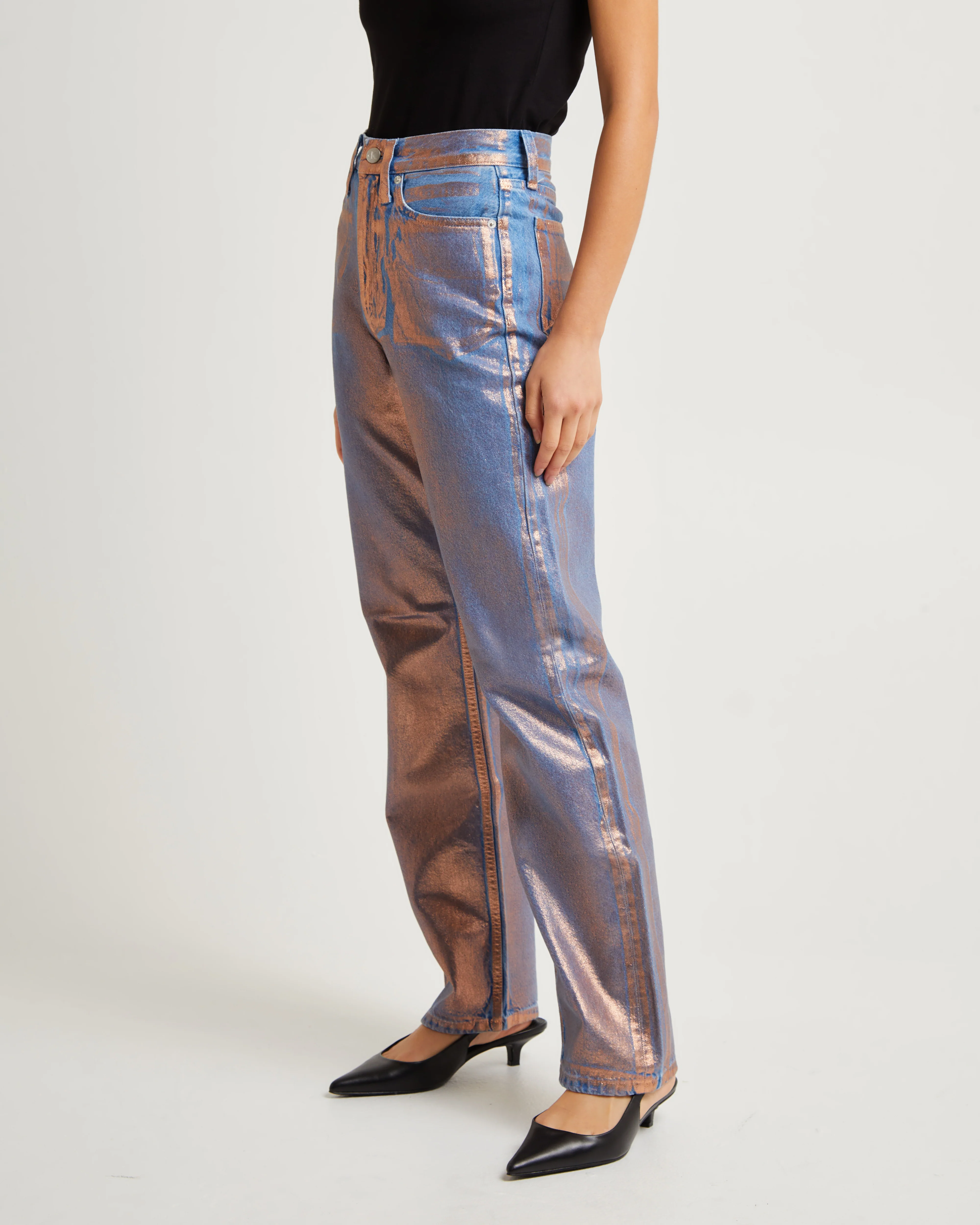 High Rise Straight Jeans Denim Medium - Image 4