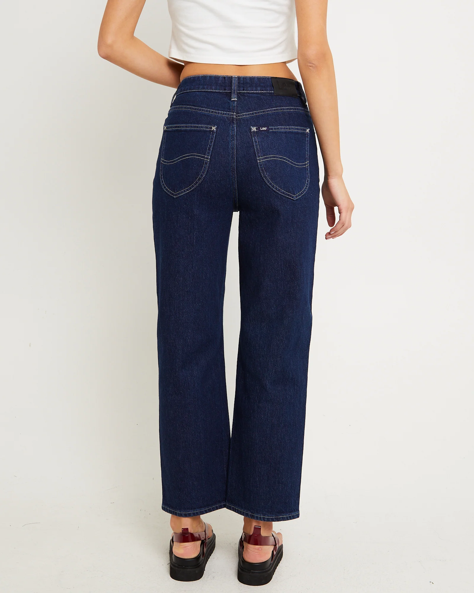 High Straight Crop Denim Jeans - Image 2