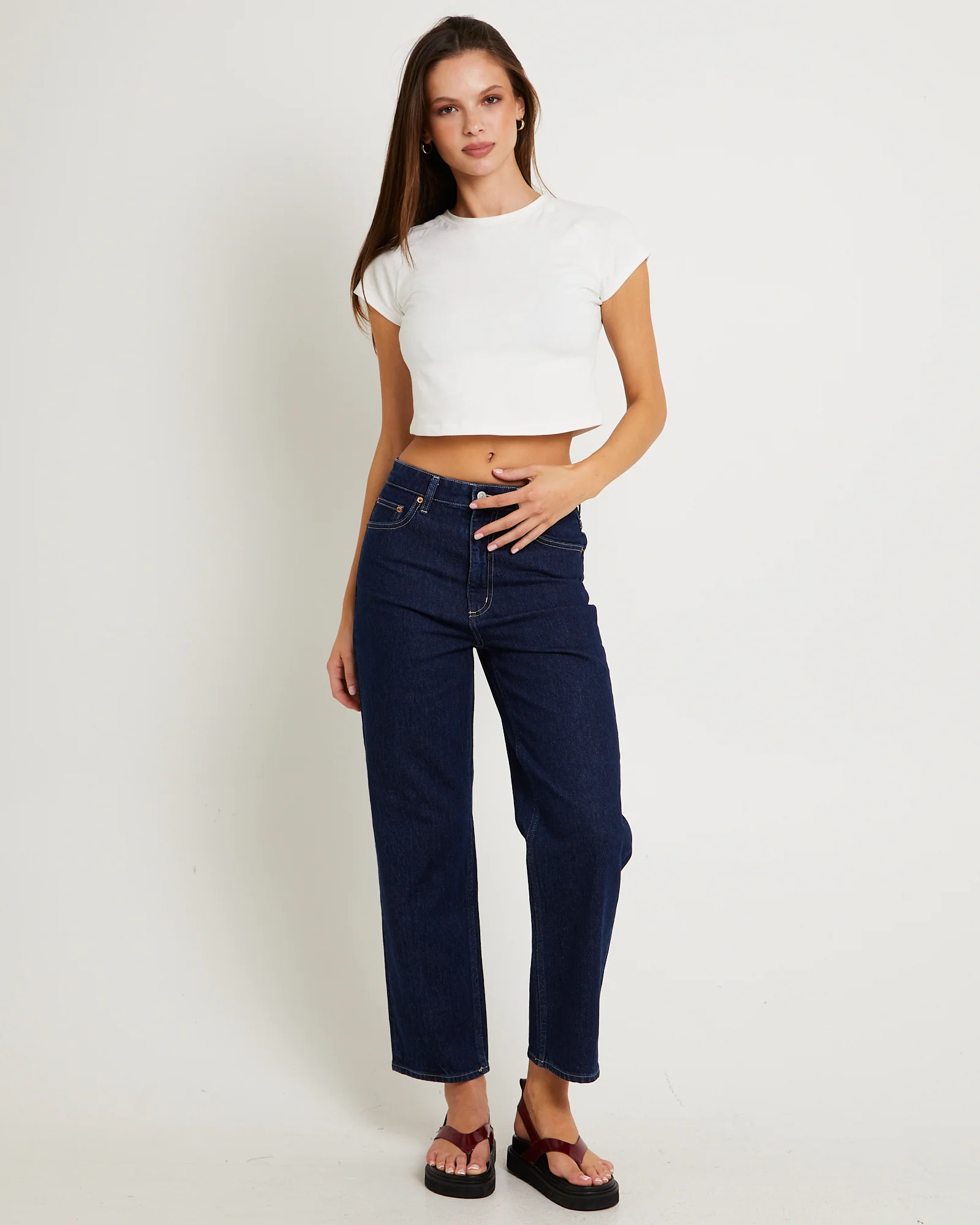 High Straight Crop Denim Jeans - Image 3