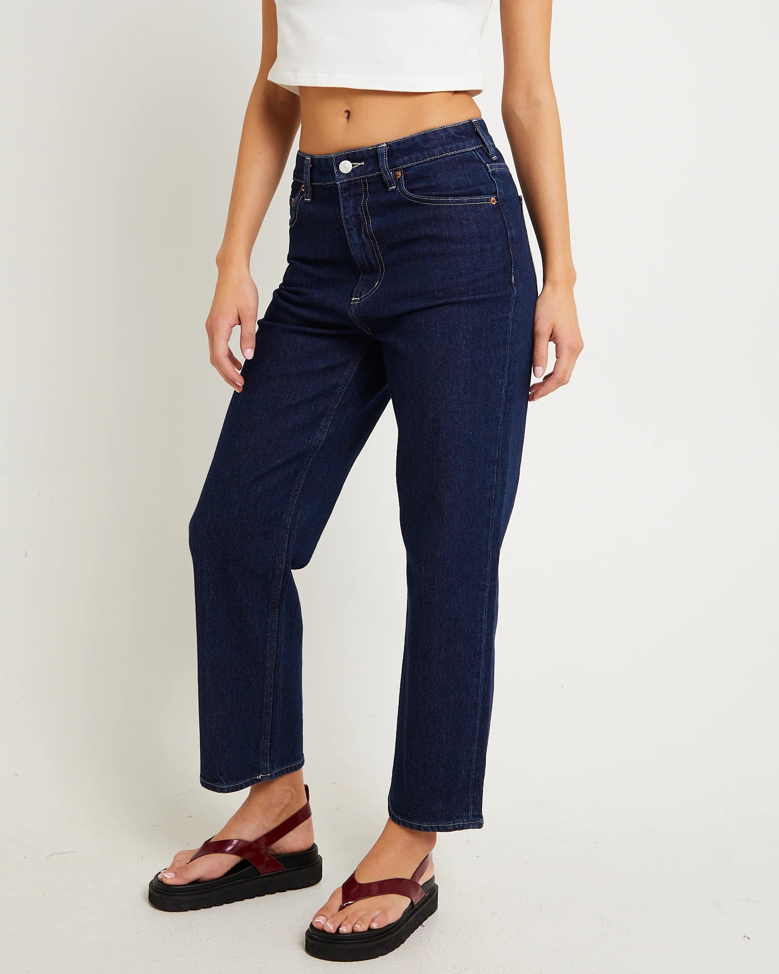 High Straight Crop Denim Jeans - Image 4