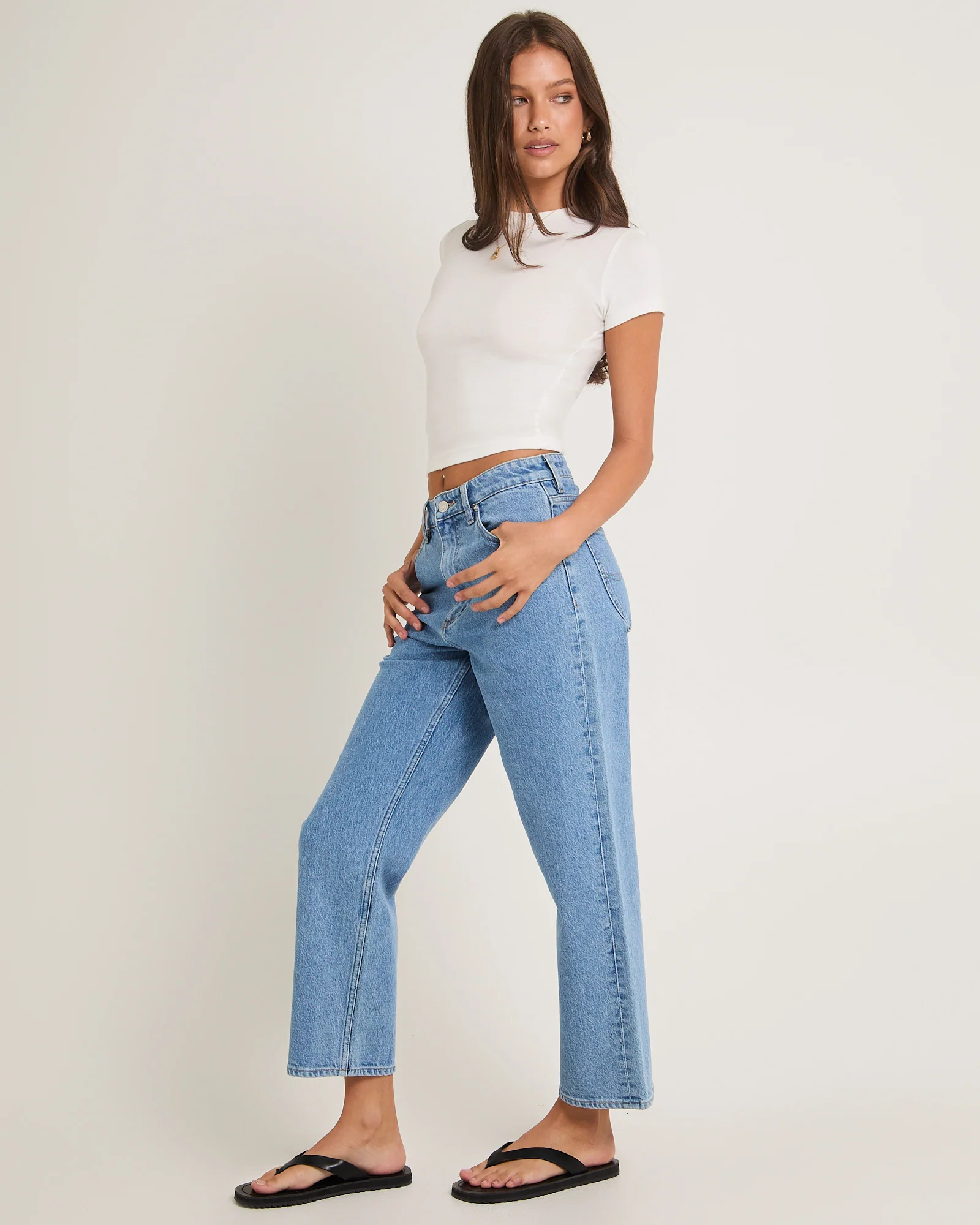 High Straight Crop Denim Jeans Blue Monday - Image 4
