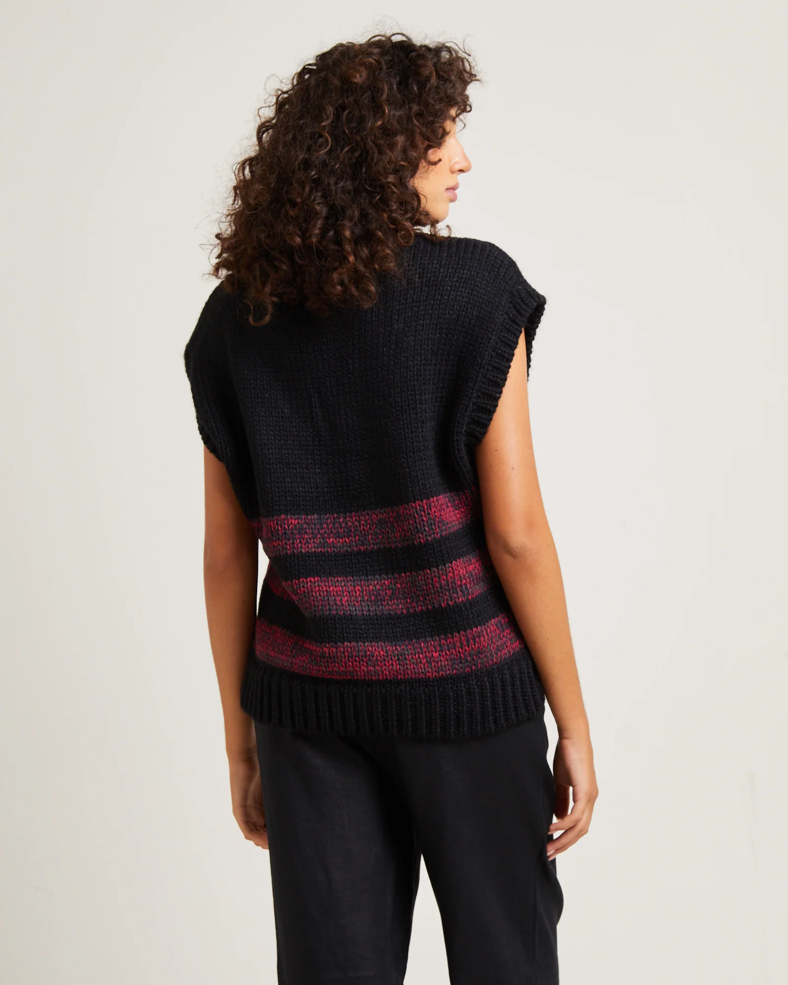 Hockney Stripe Knit Vest Black - Image 2