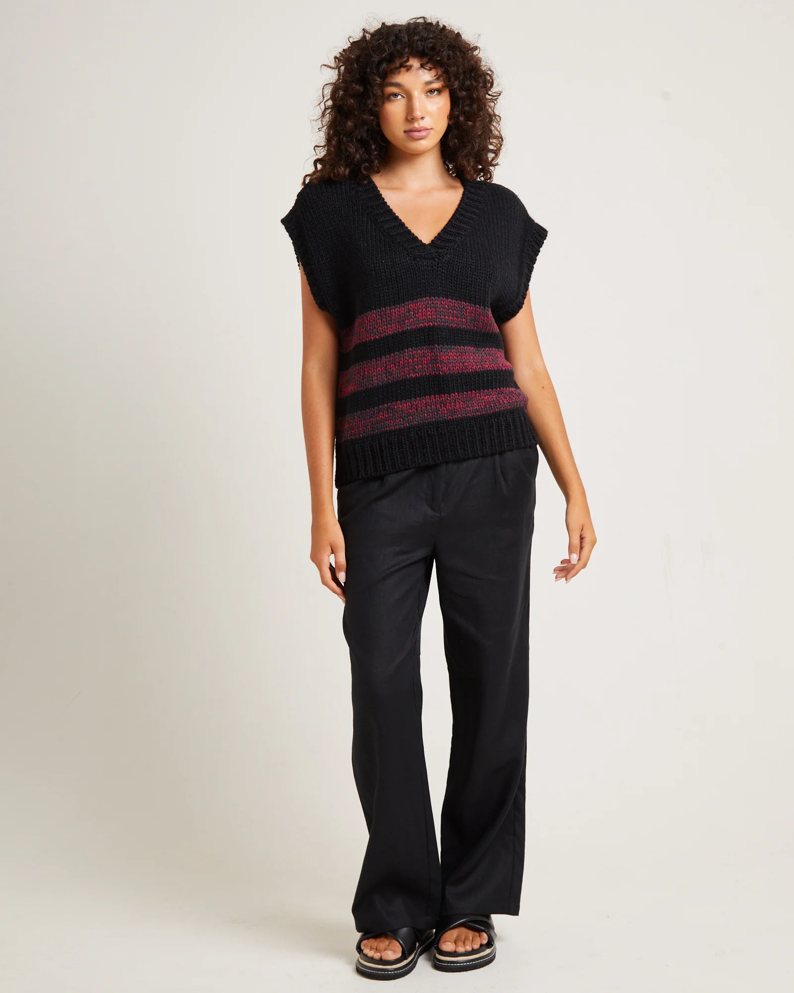 Hockney Stripe Knit Vest Black - Image 3
