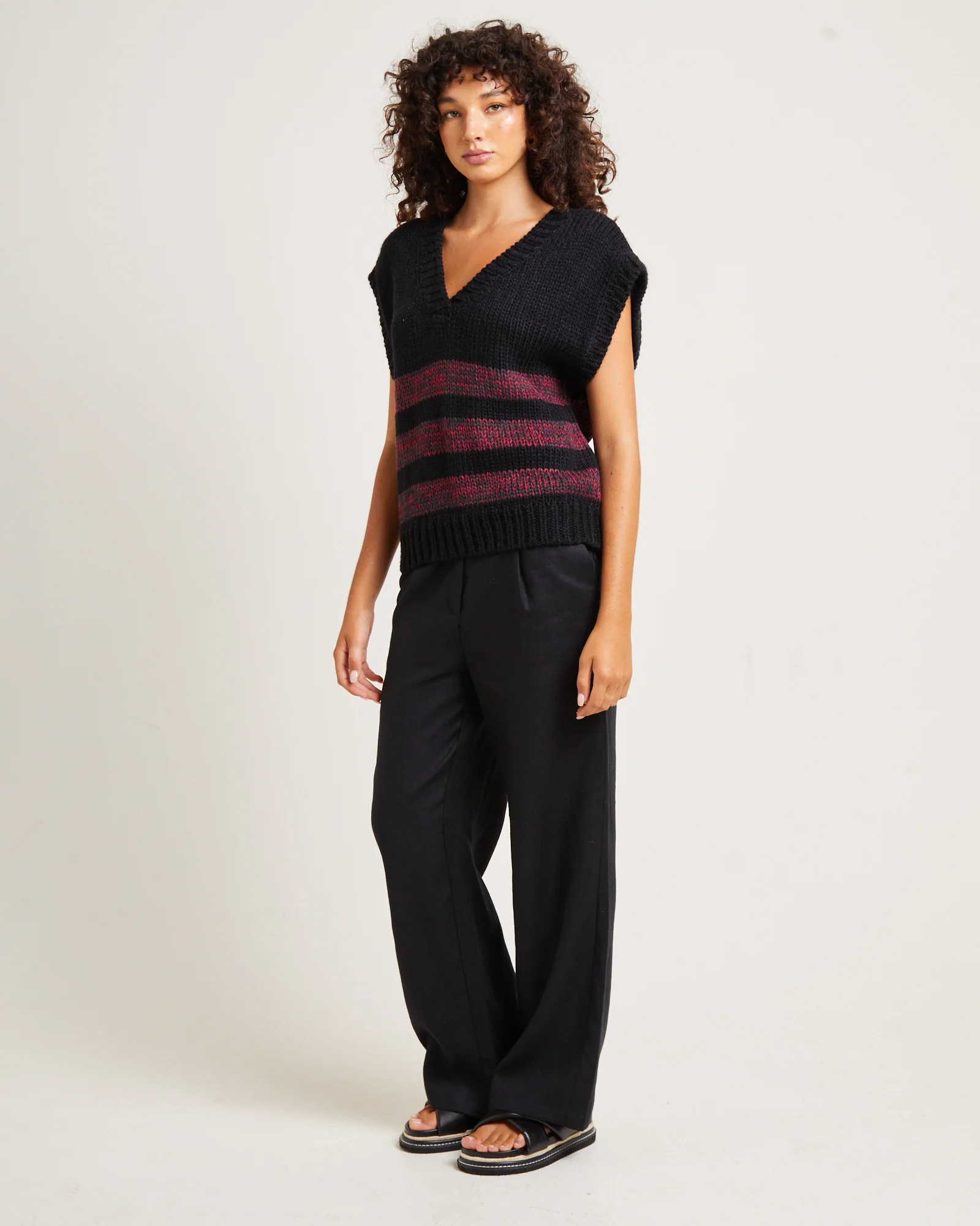 Hockney Stripe Knit Vest Black - Image 4