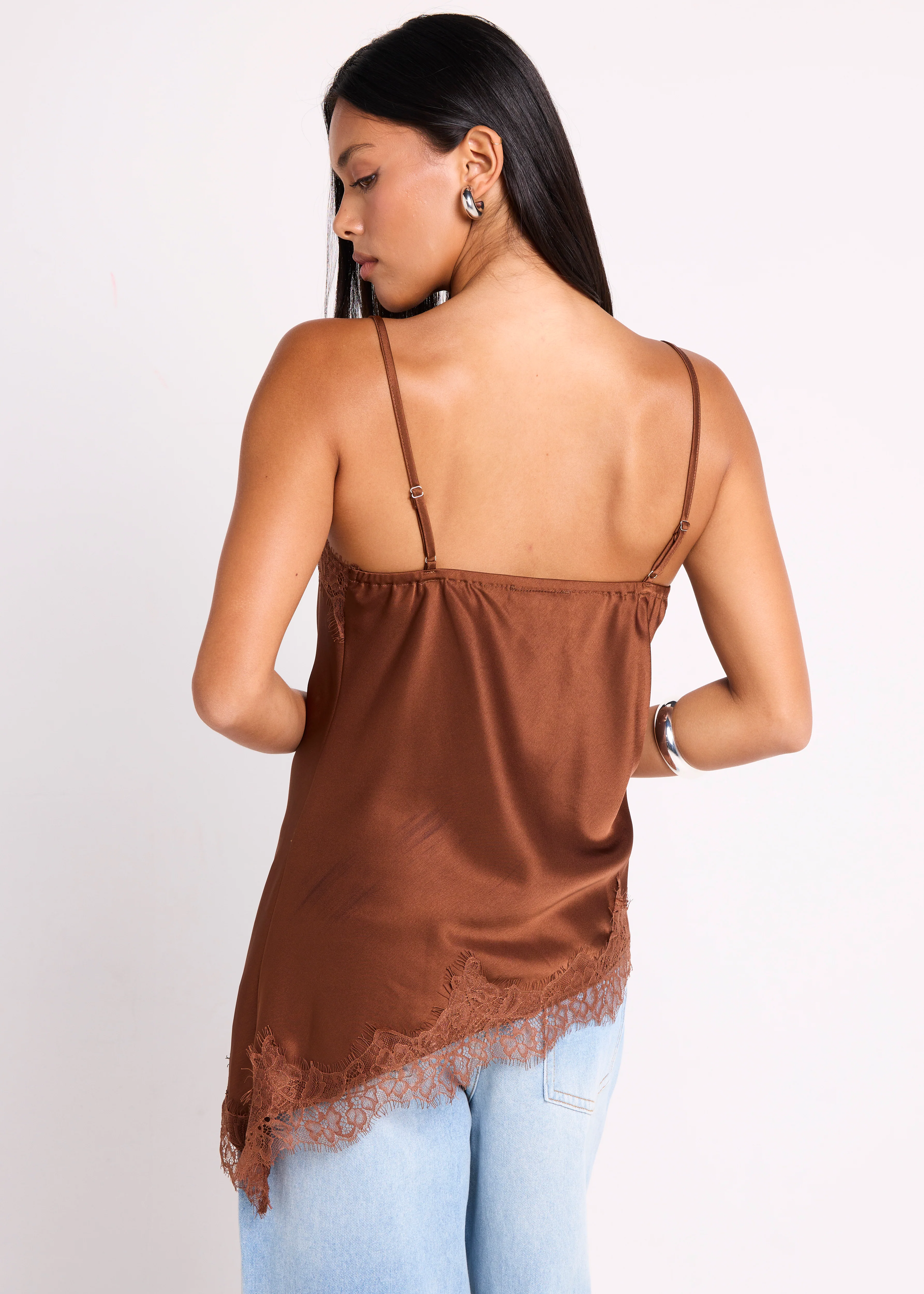 Hollie Asym Hem Lace Satin Cami - Image 2
