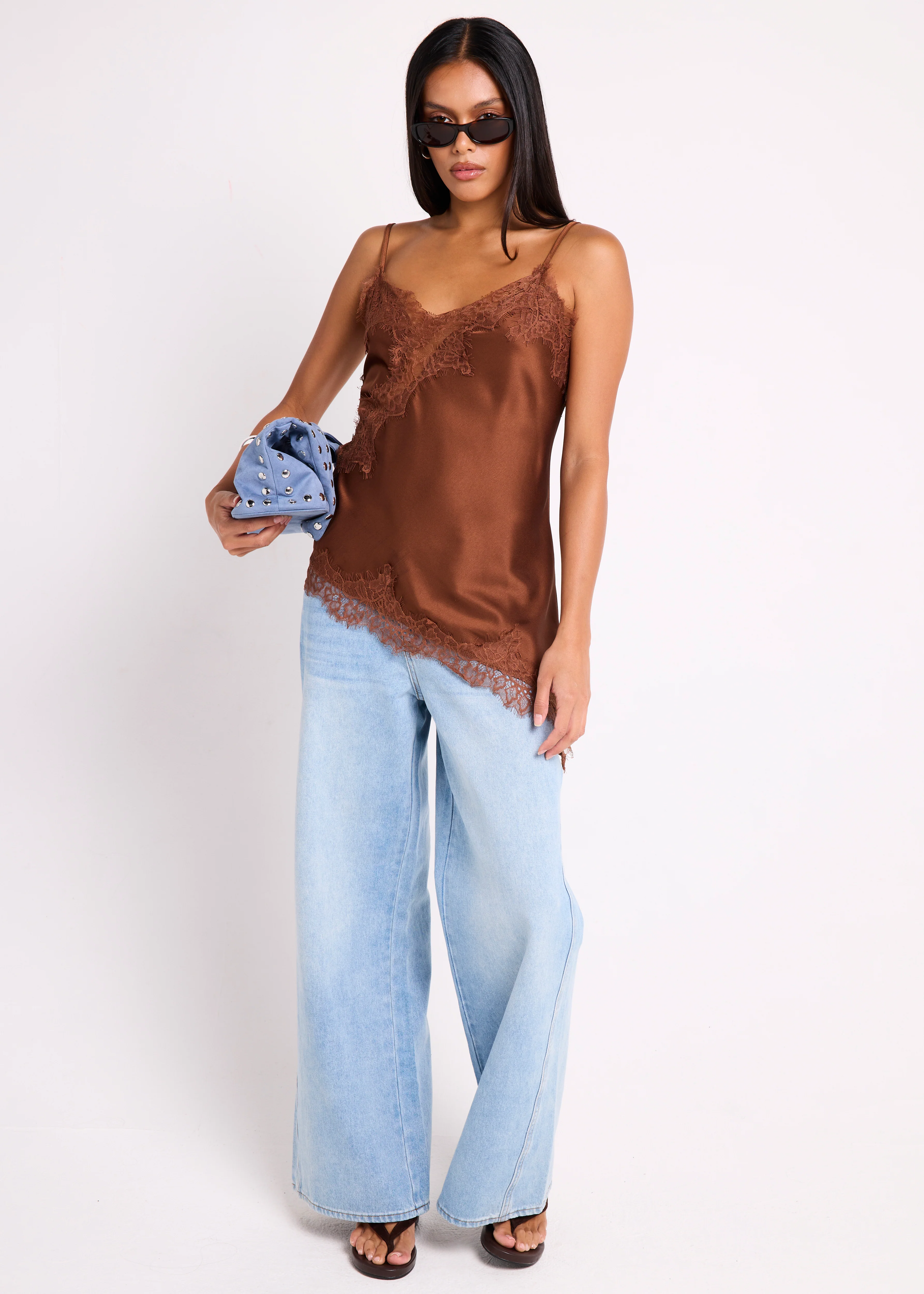 Hollie Asym Hem Lace Satin Cami - Image 3