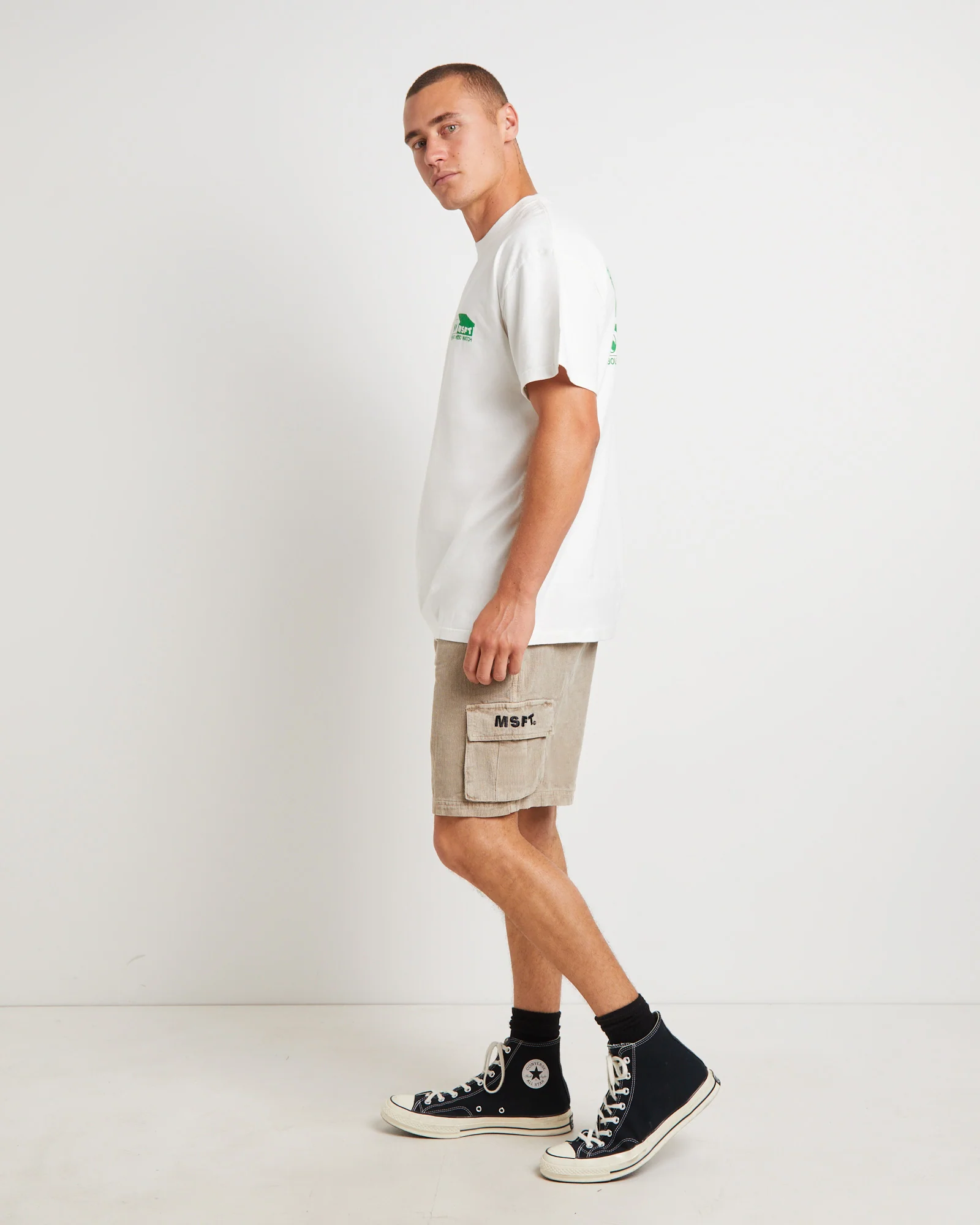 Hood Watch 50-50 Short Sleeve T-Shirt in Thrift White - Image 4