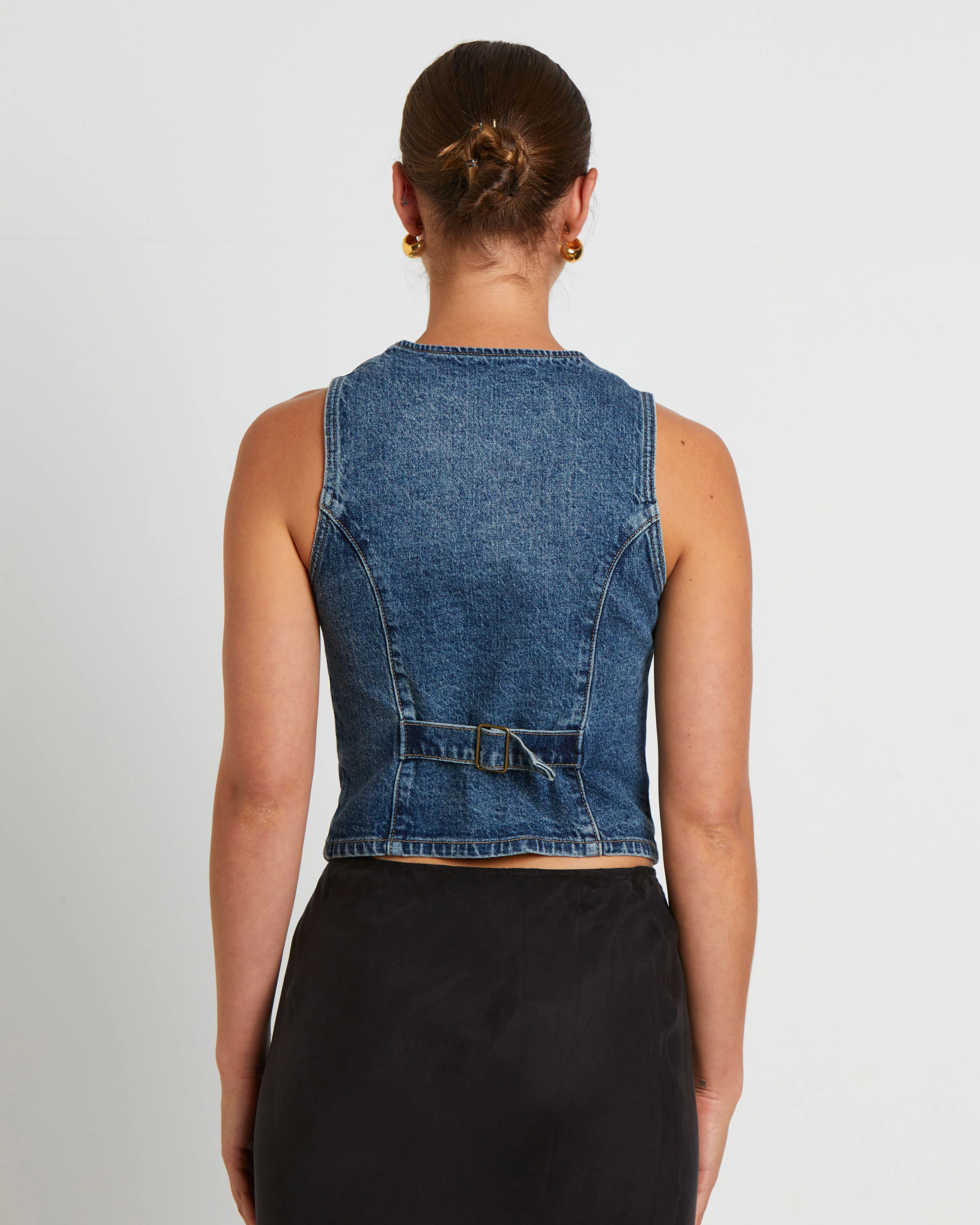 Howdy Denim Vest in Grunge Blue - Image 2