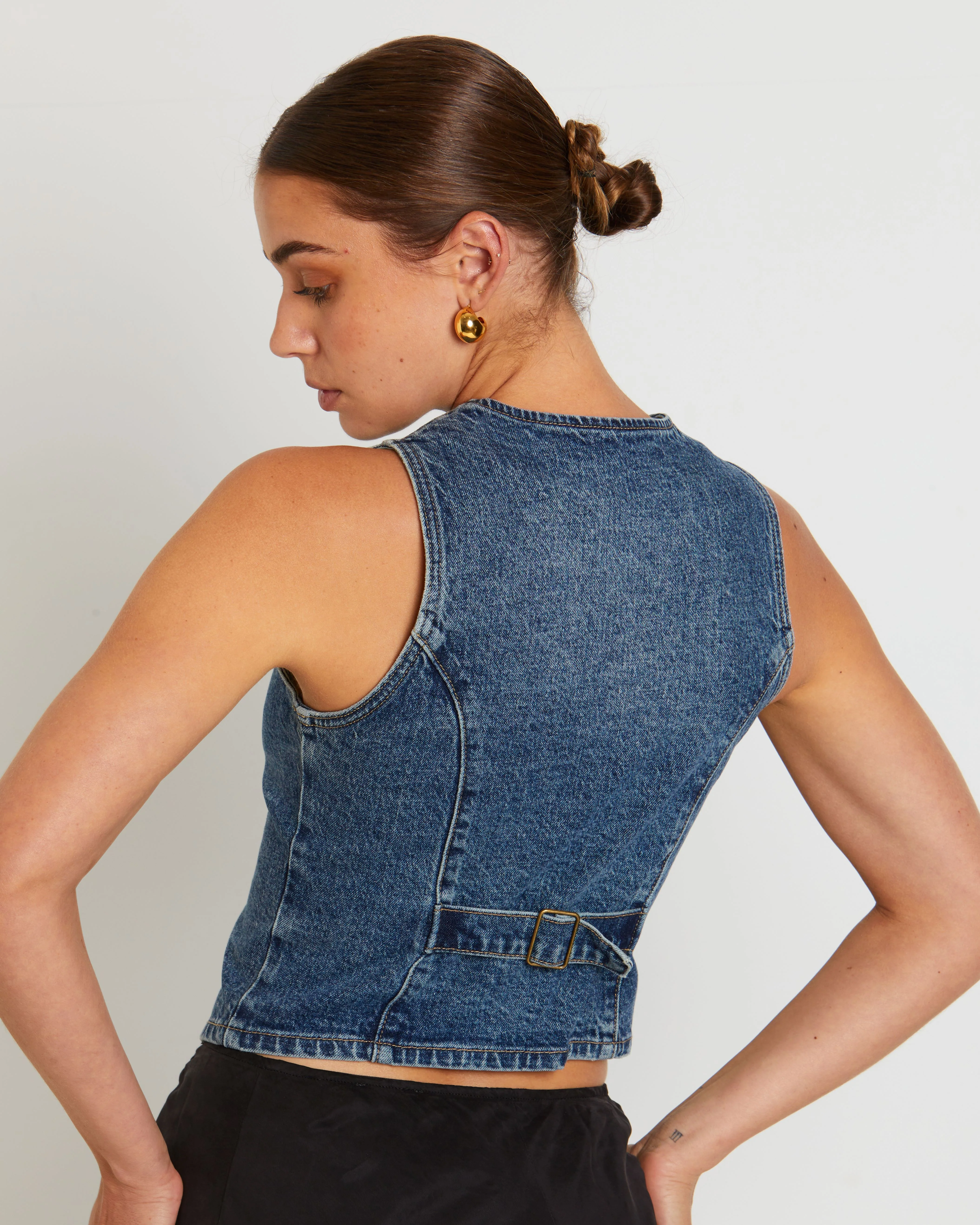 Howdy Denim Vest in Grunge Blue - Image 6