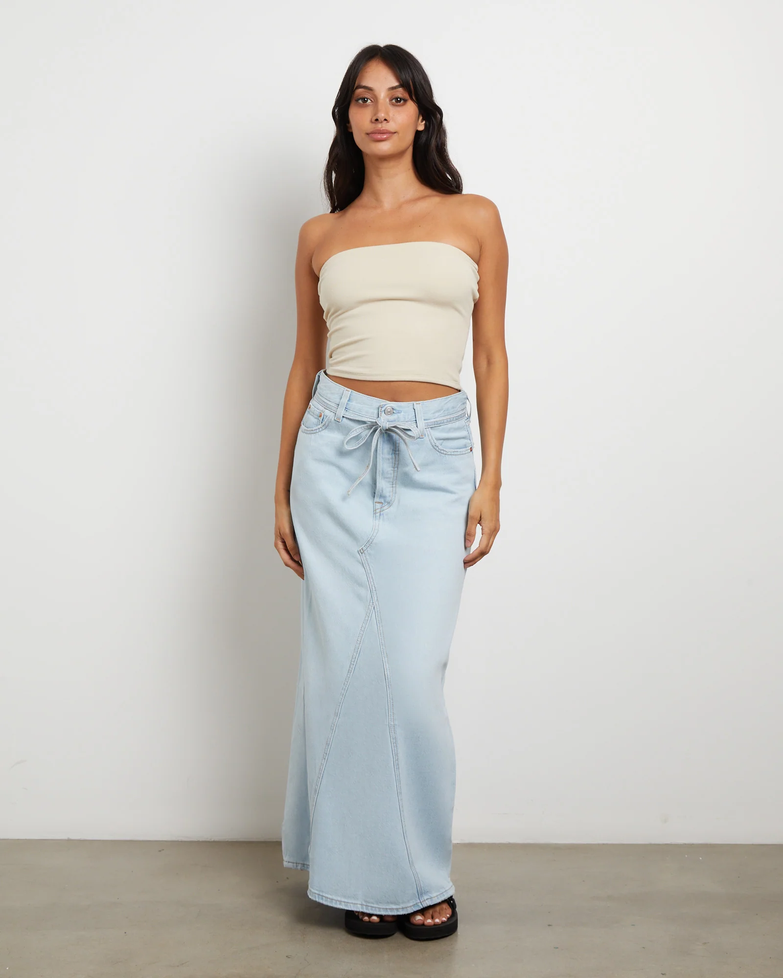 Iconic Long Denim Belt Skirt in So Called Pants - Image 3
