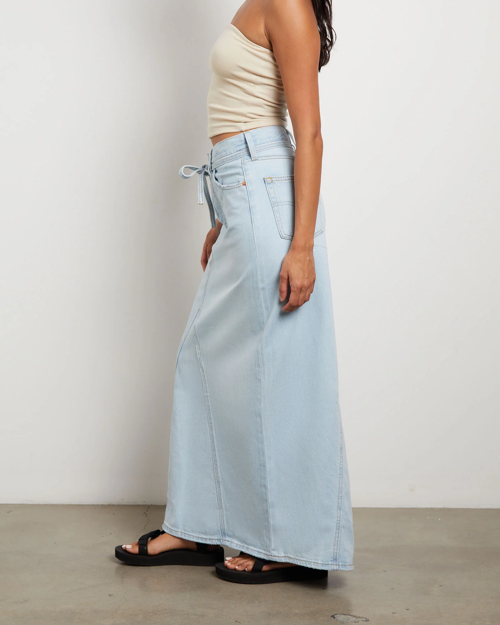 Iconic Long Denim Belt Skirt in So Called Pants - Image 4
