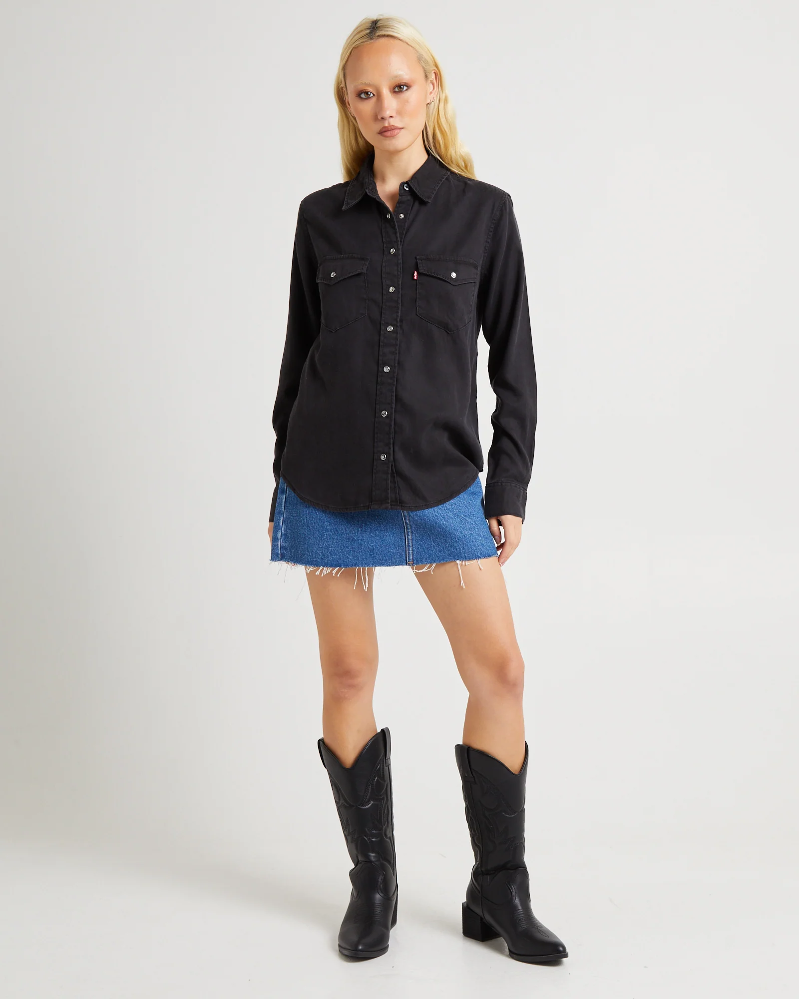 Iconic Western Long Sleeve Denim Shirt - Image 3
