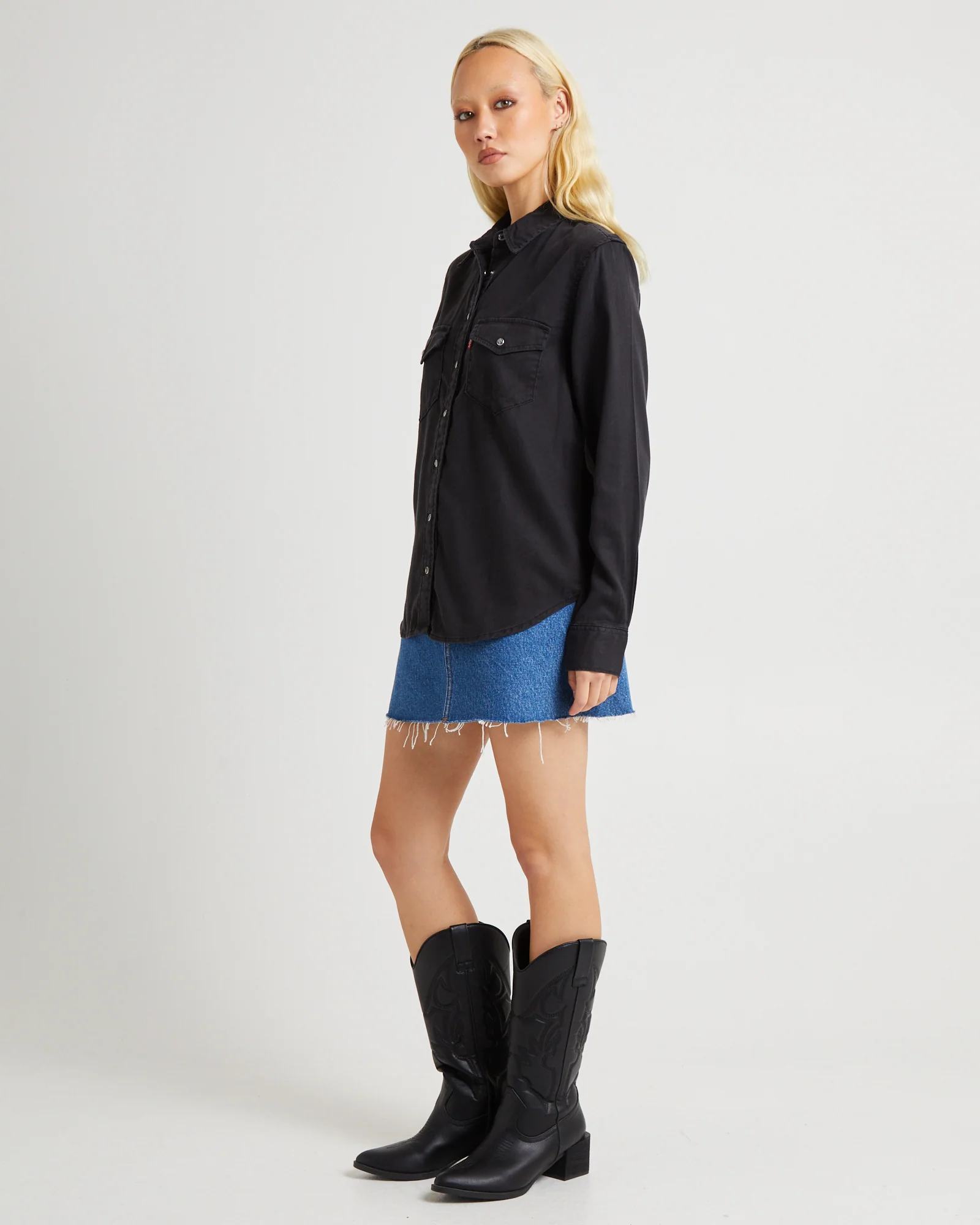 Iconic Western Long Sleeve Denim Shirt - Image 4