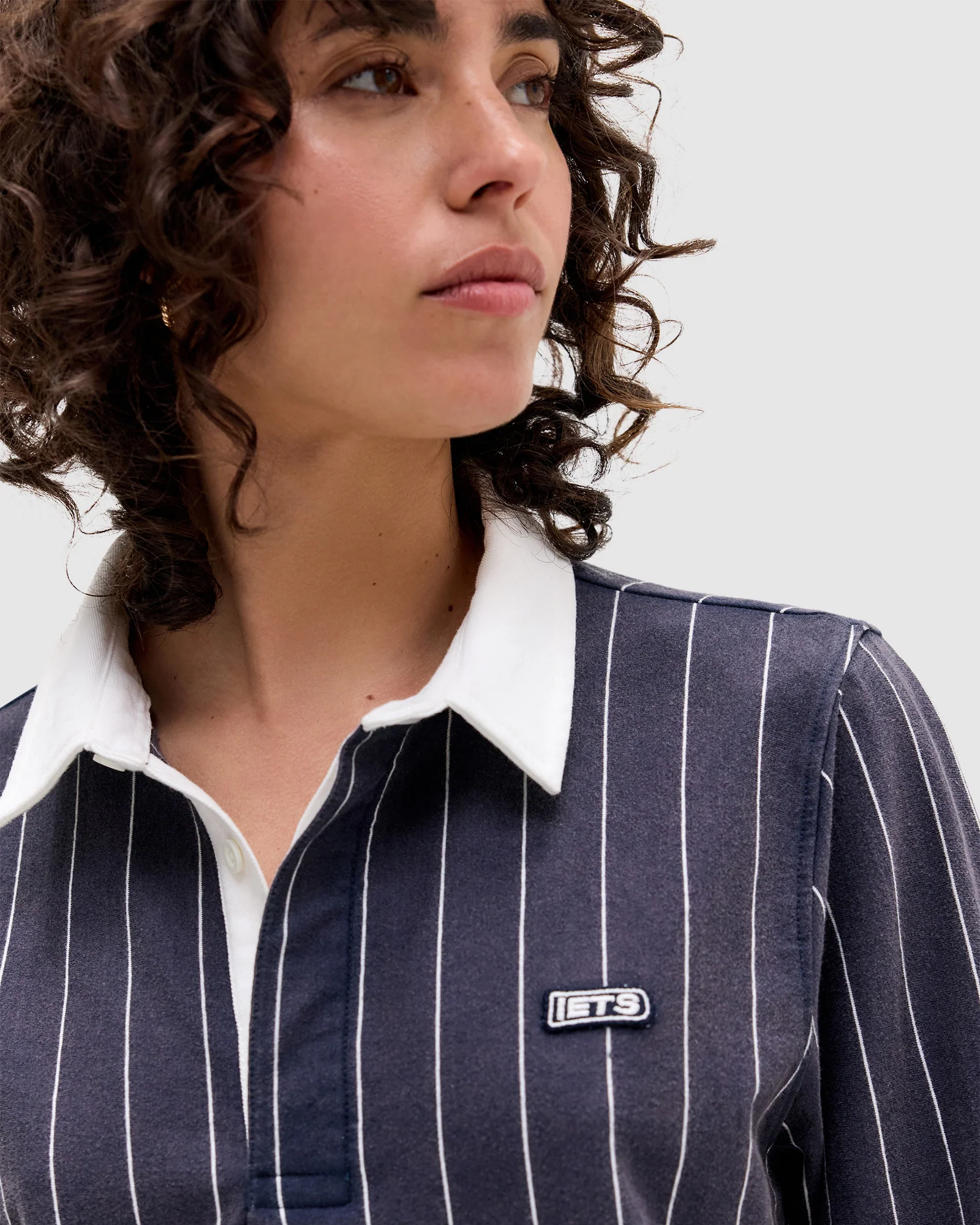 Pinstripe Boxy Rugby Long Sleeve Rugby Shirt - Image 4