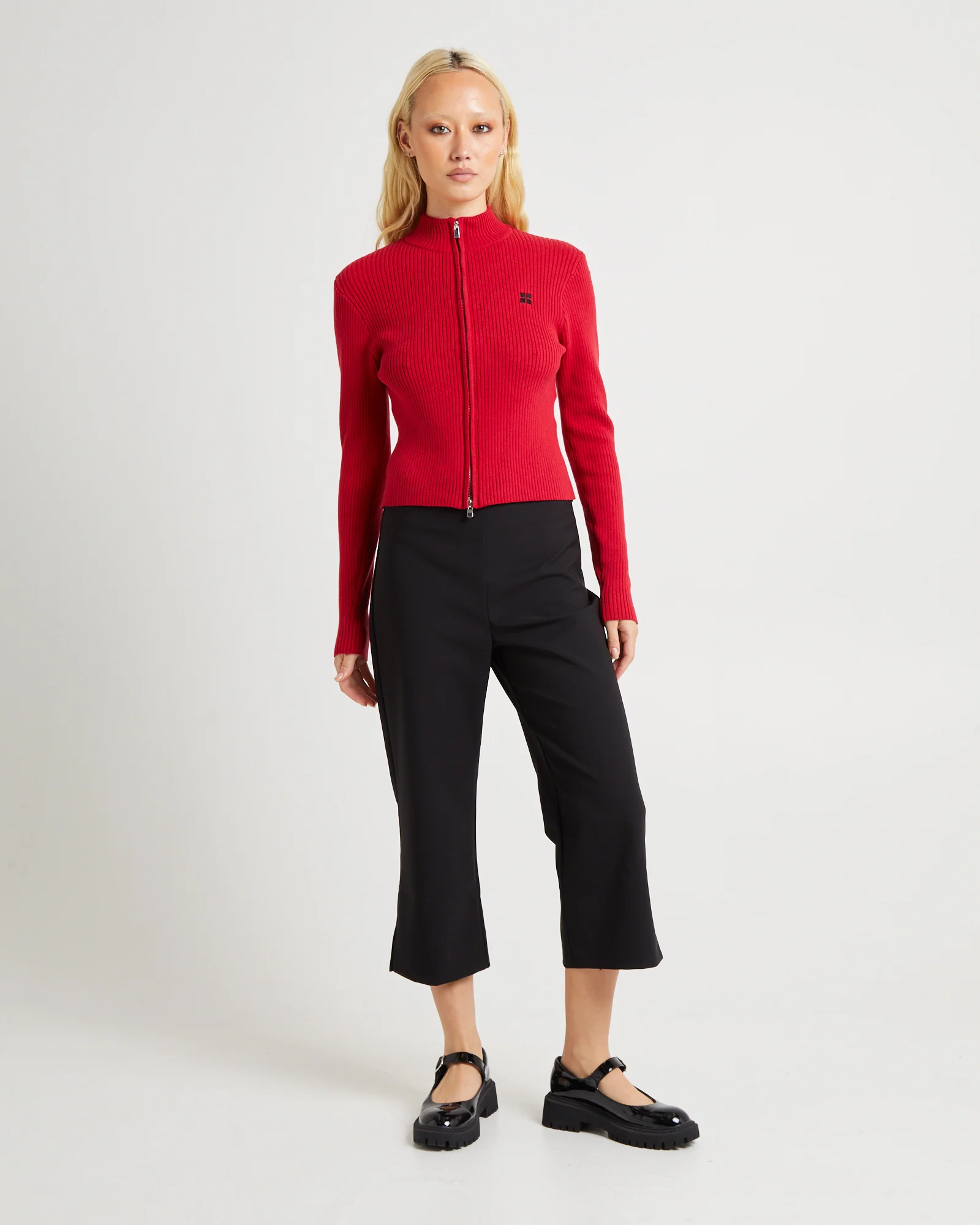 Iggy Zip Rib Knit Long Sleeve Top - Image 3