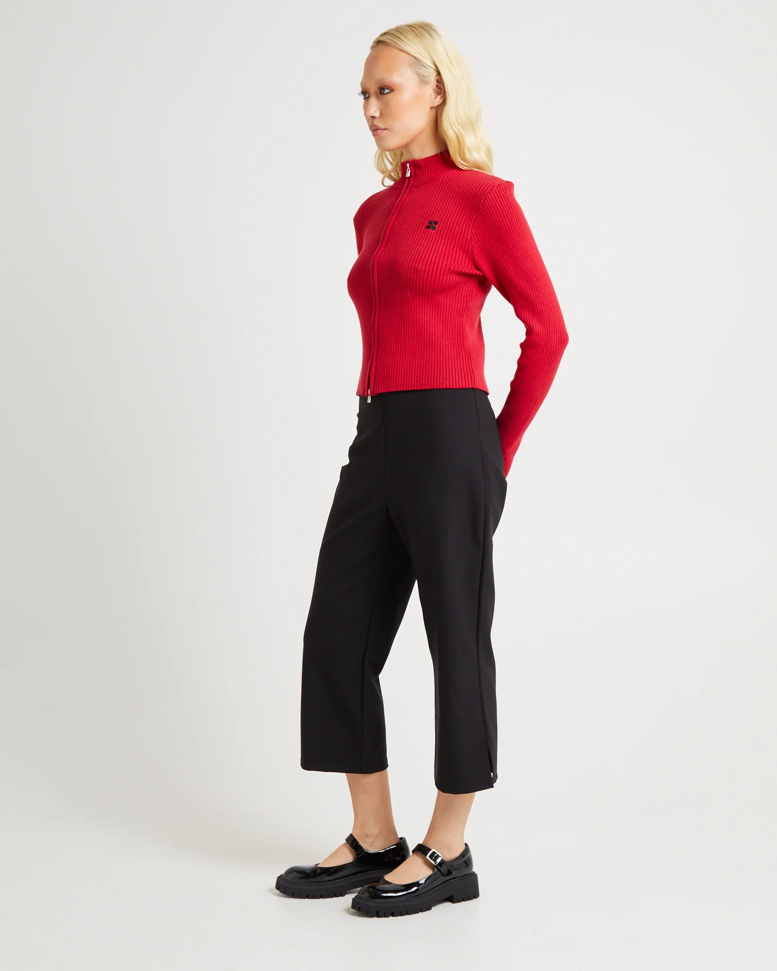 Iggy Zip Rib Knit Long Sleeve Top - Image 4