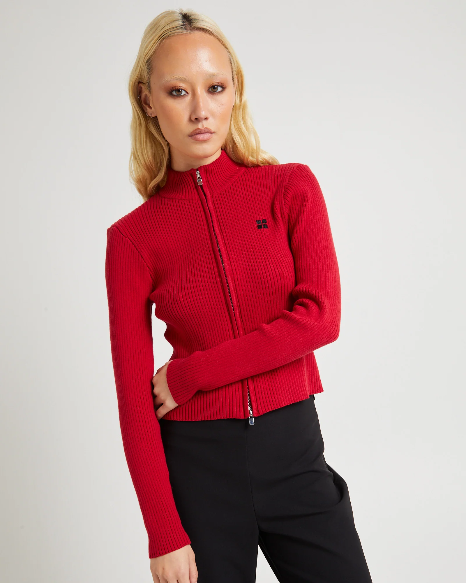 Iggy Zip Rib Knit Long Sleeve Top - Image 5