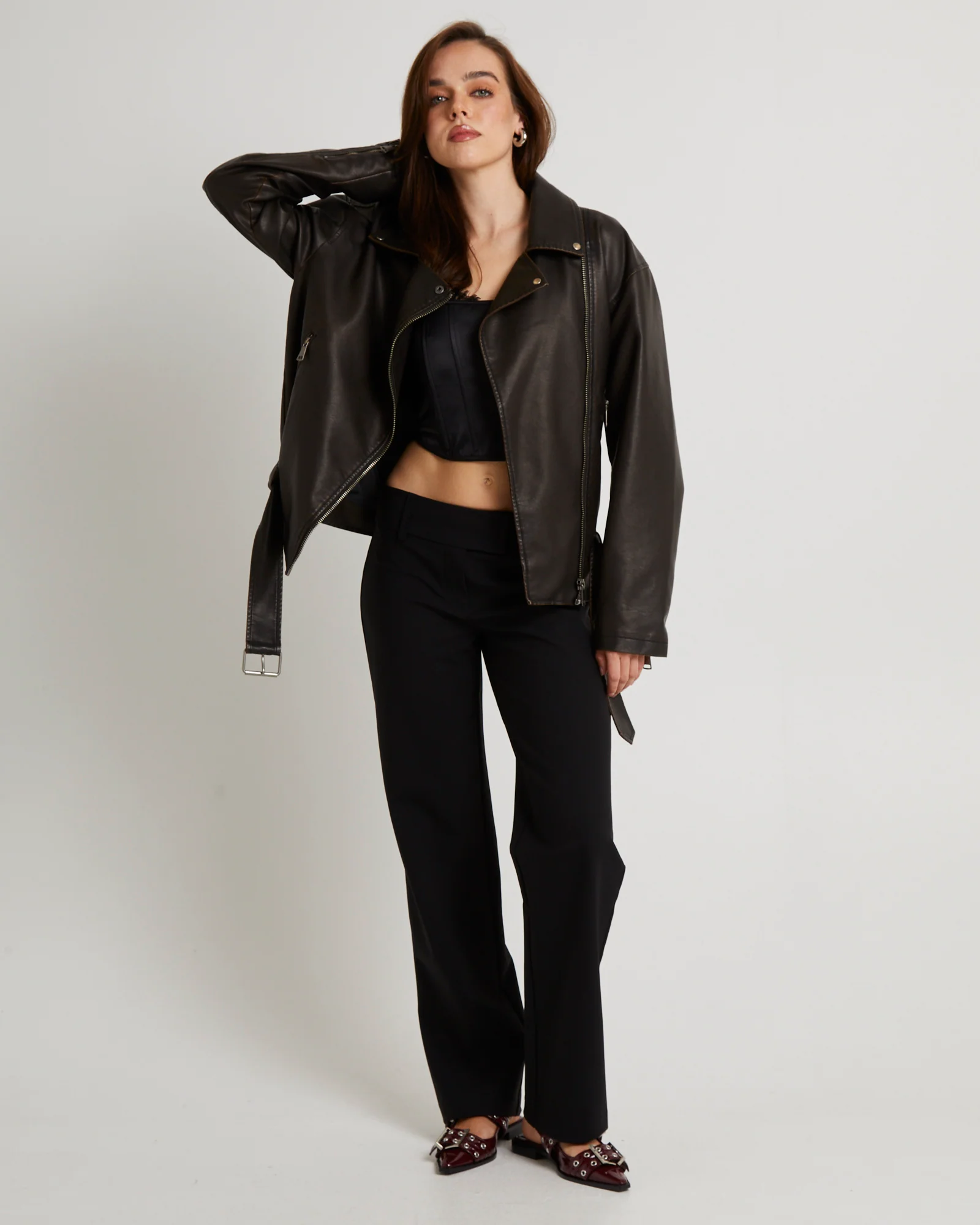 Ines Distressed Biker Jacket - Image 3