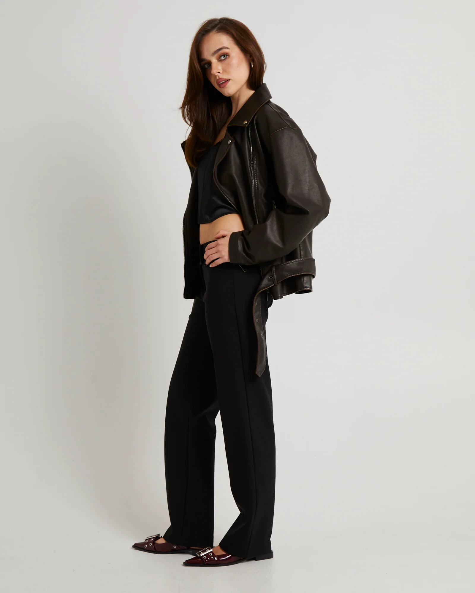Ines Distressed Biker Jacket - Image 4