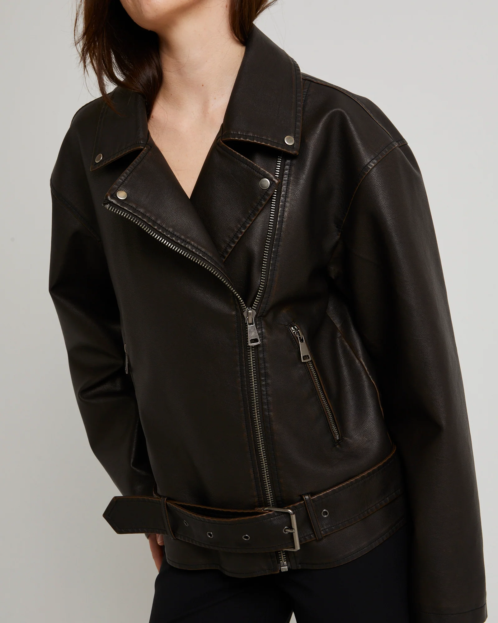 Ines Distressed Biker Jacket - Image 6