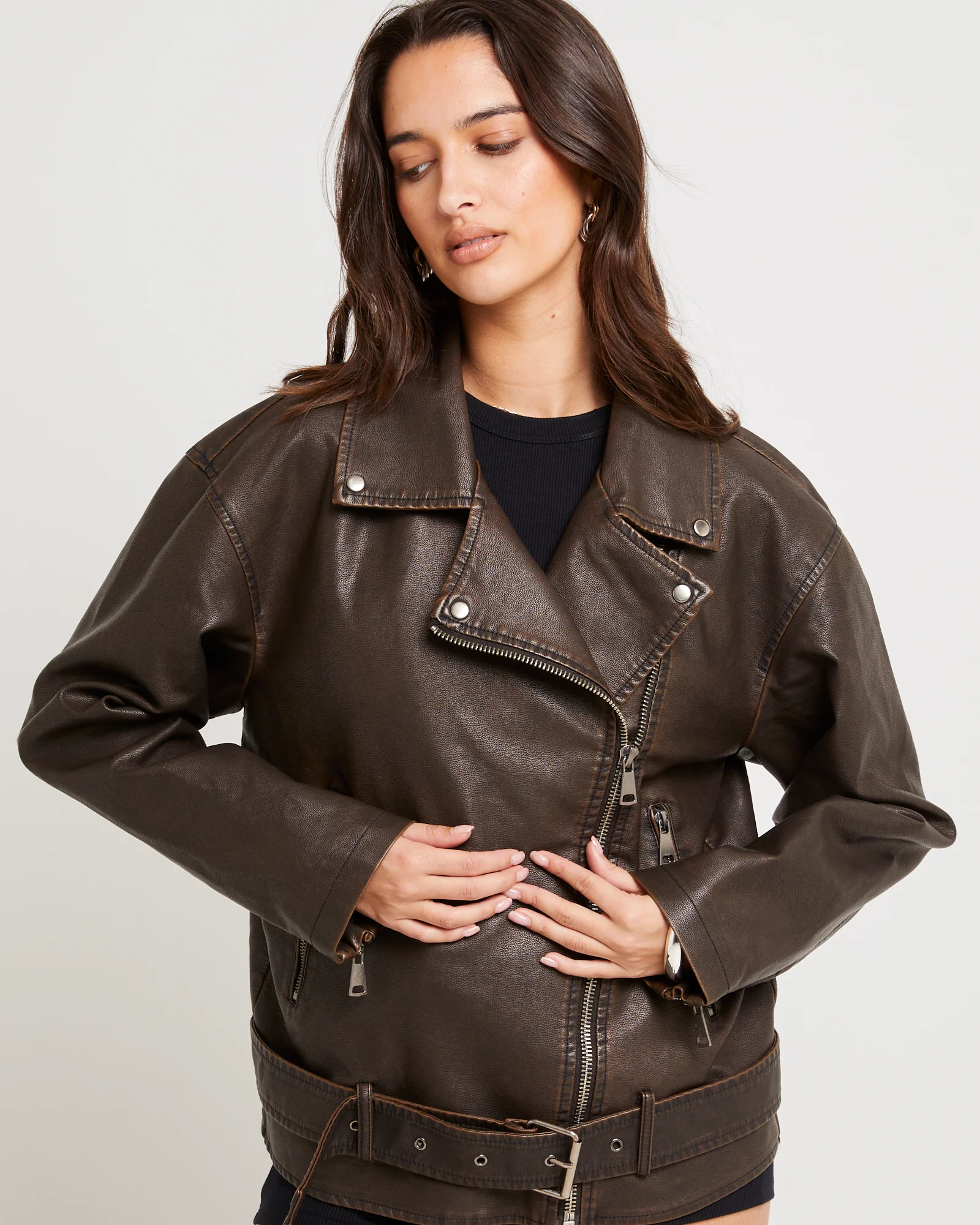 Ines Distressed Biker Jacket - Image 2