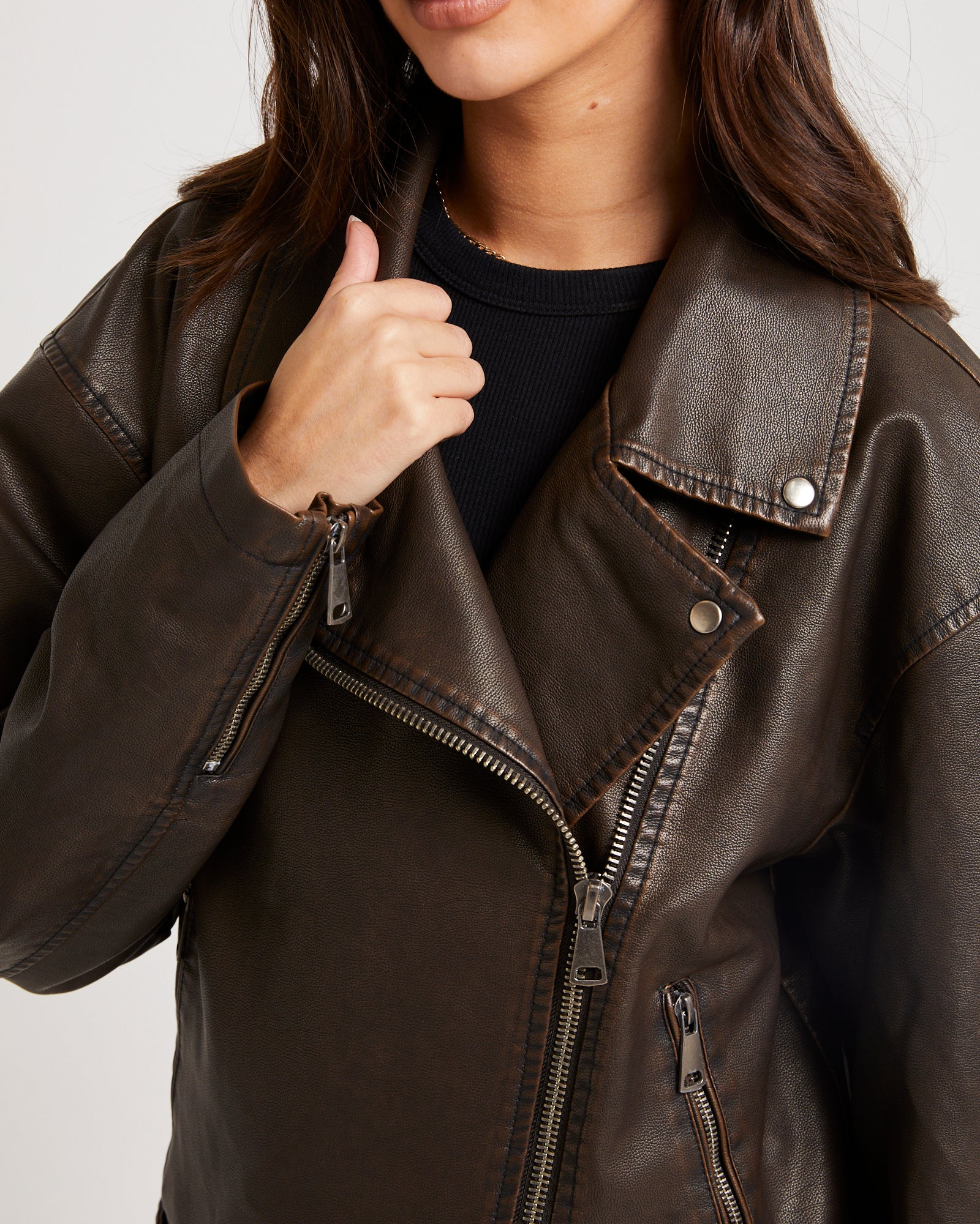 Ines Distressed Biker Jacket - Image 5