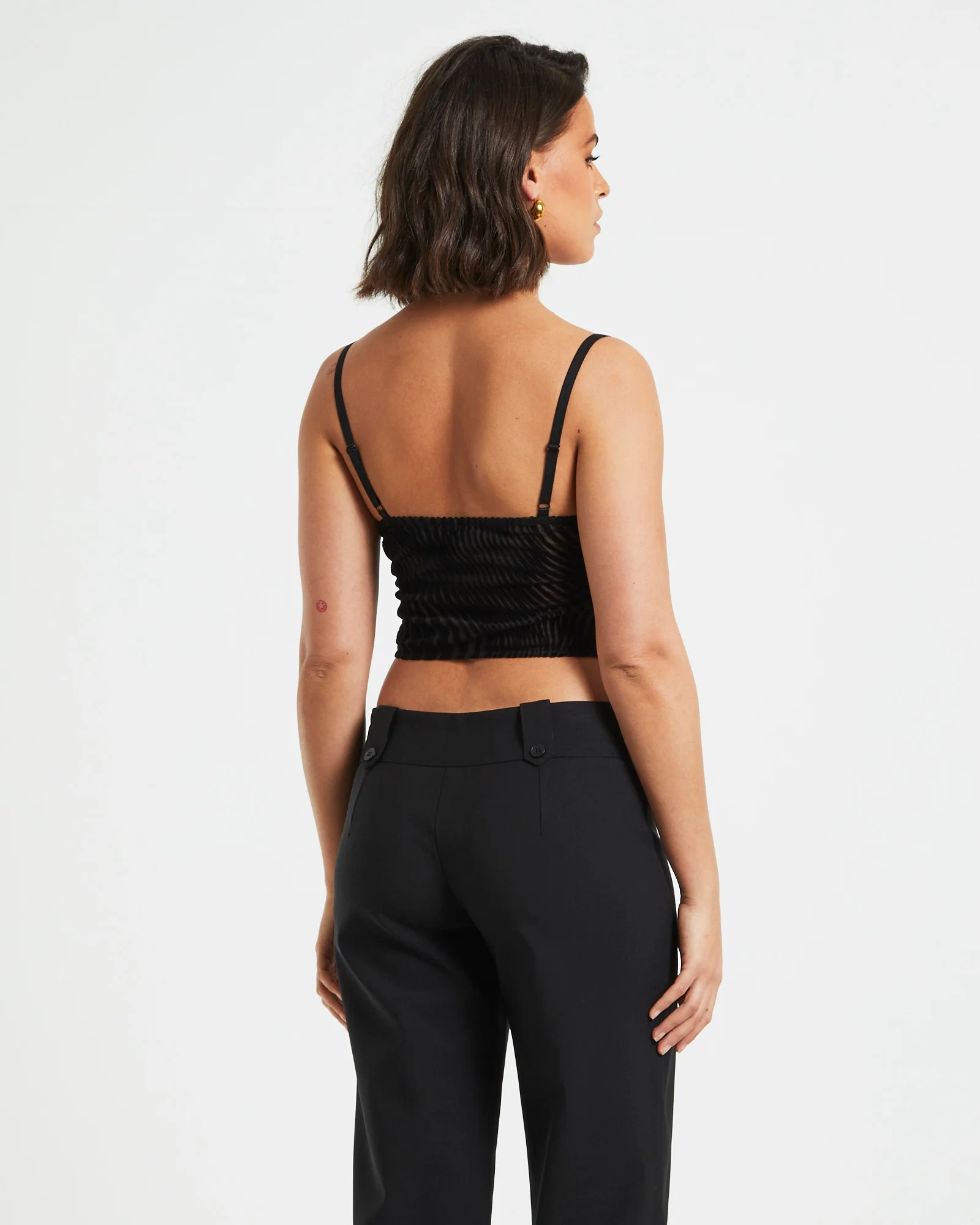 Ines Hook Front Devore Lace Cami Top in Black - Image 2