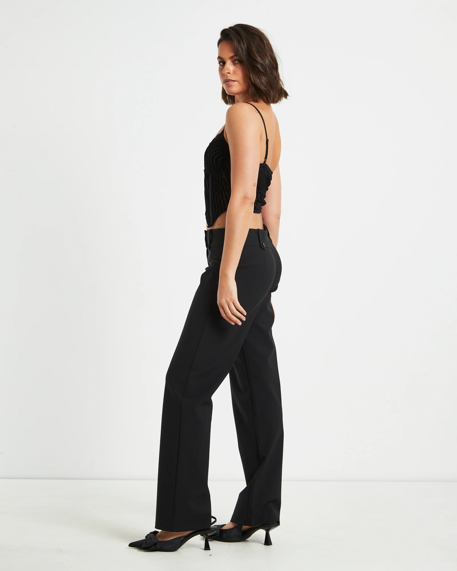 Ines Hook Front Devore Lace Cami Top in Black - Image 4
