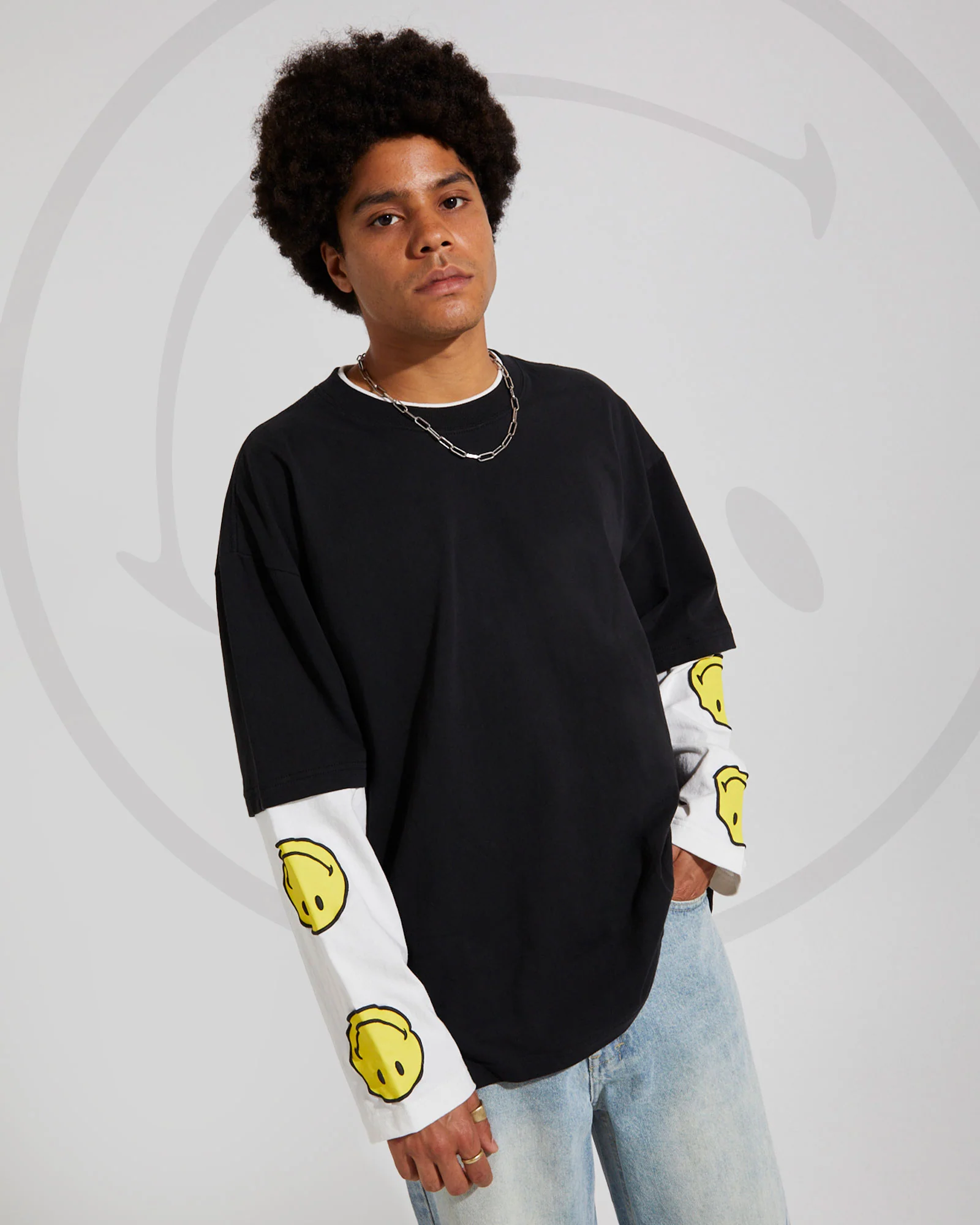 Insight x Smiley Beam Double Layer Long Sleeve T-Shirt - Image 2