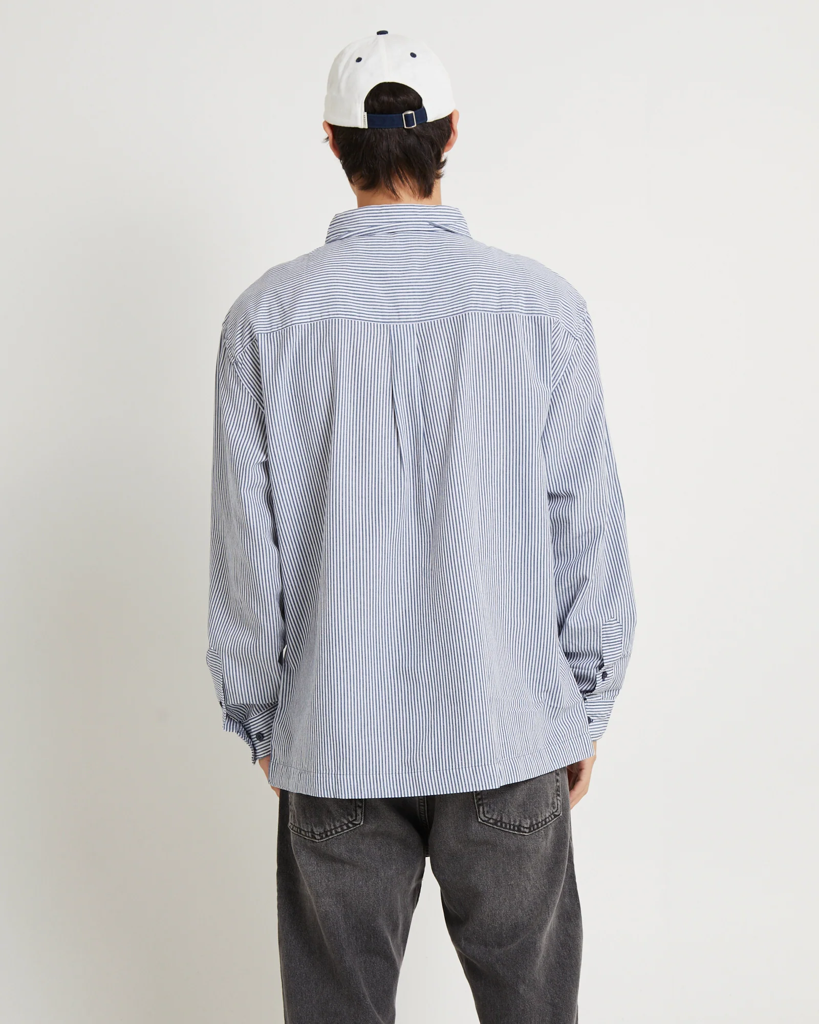 Intergalactic Recycled Long Sleeve Shirt Navy Stripe - Image 2