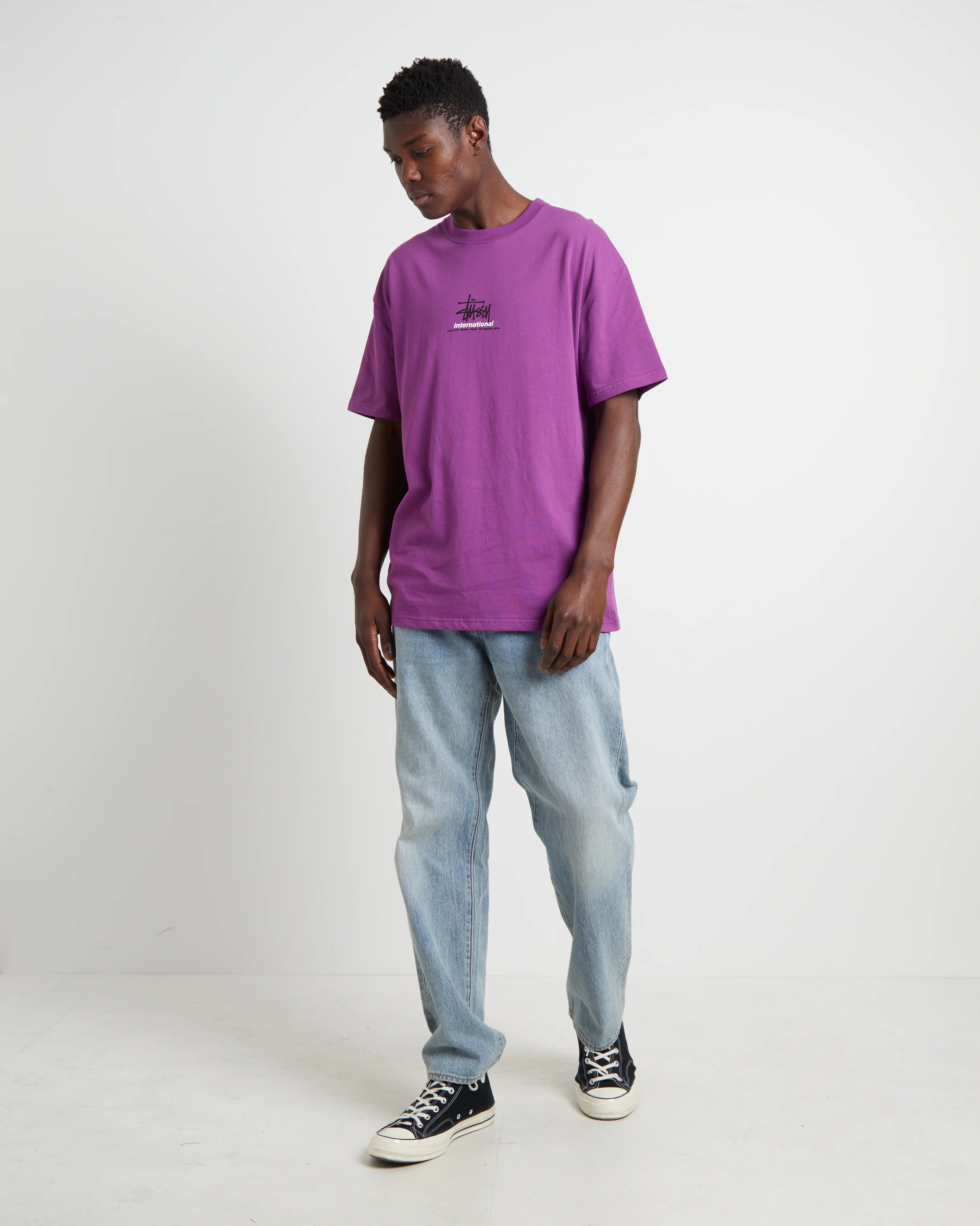 International Heavyweight Short Sleeve T-Shirt in Purple - Image 3
