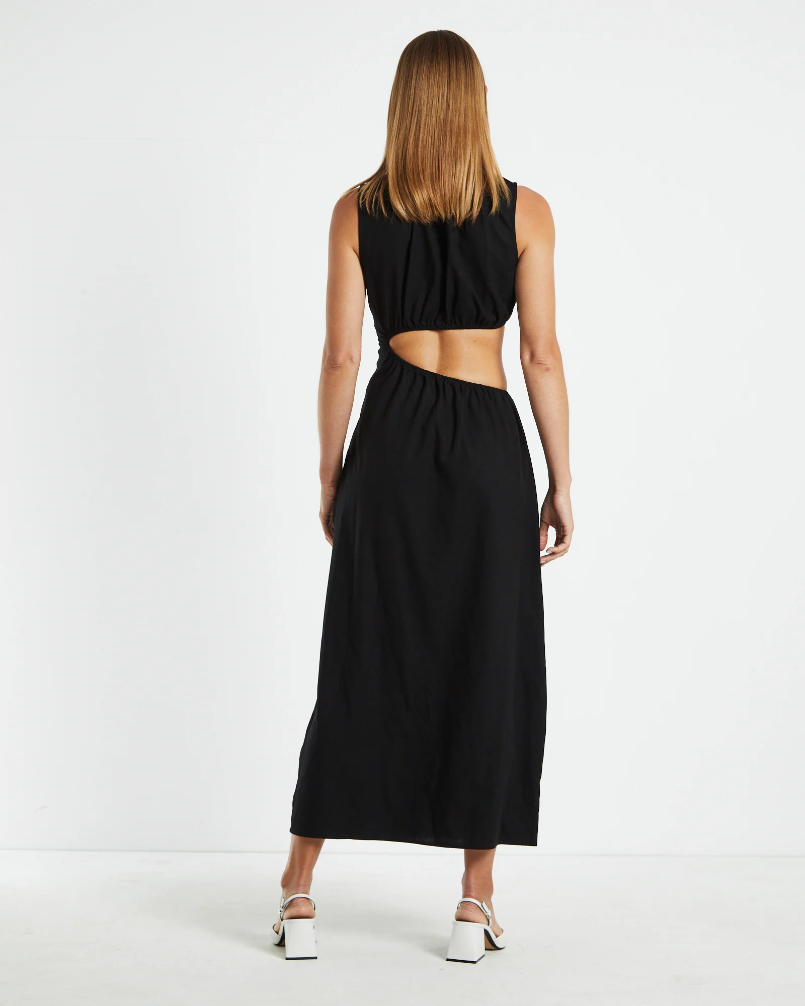 Isabelle Elasticated Cut Out Maxi Dress Black - Image 2