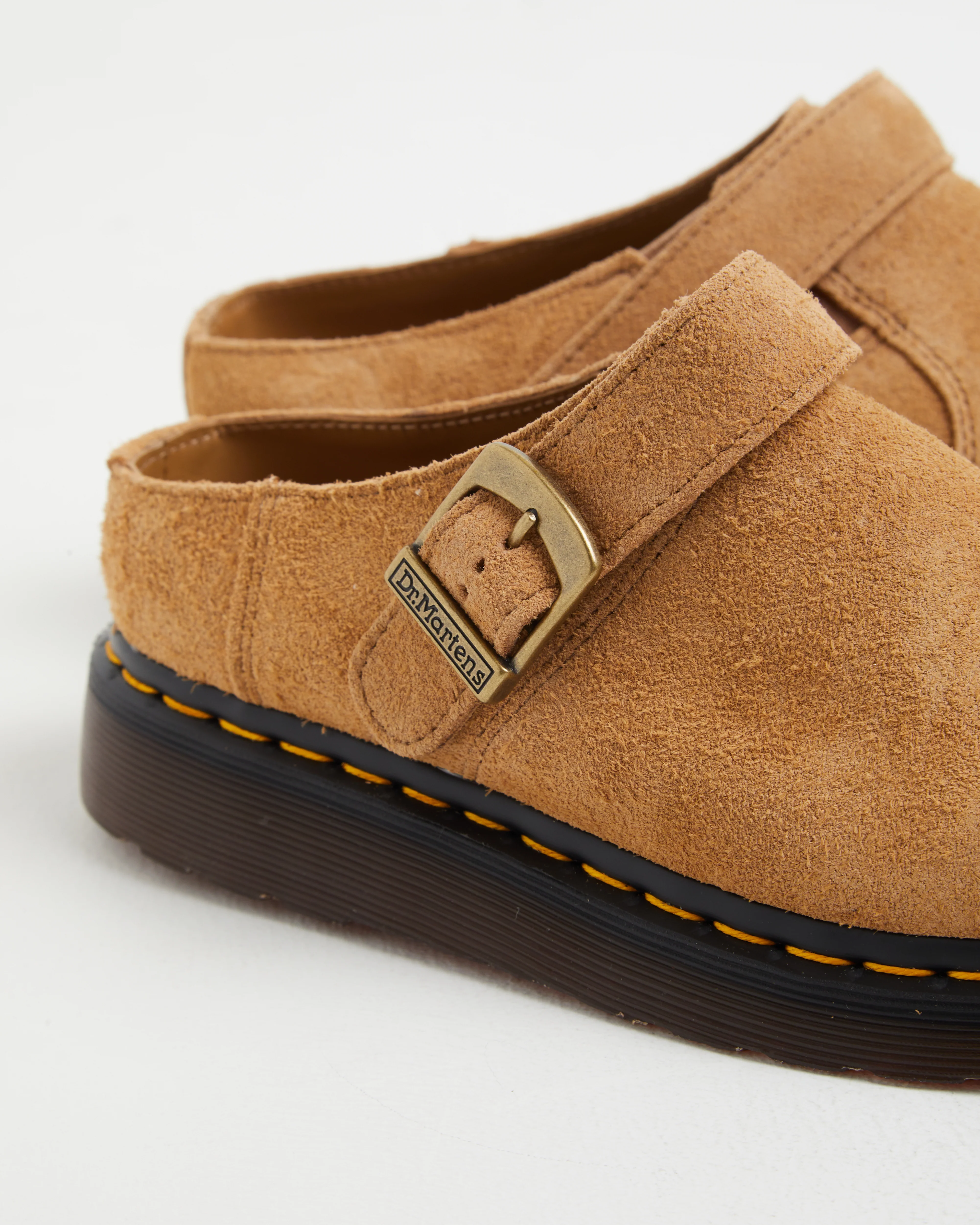 Isham Buckle Mules in Sandy Tan Desert Oasis Suede - Image 3