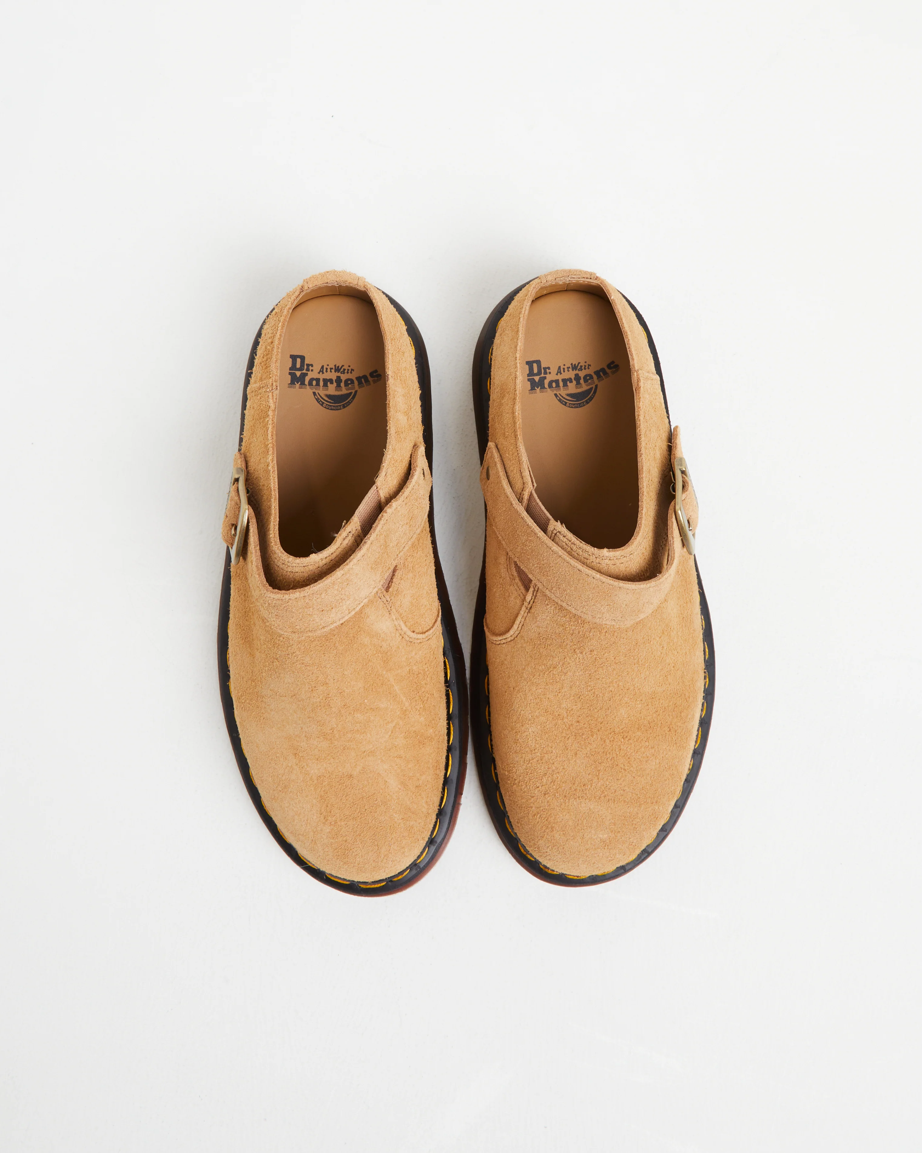 Isham Buckle Mules in Sandy Tan Desert Oasis Suede - Image 4