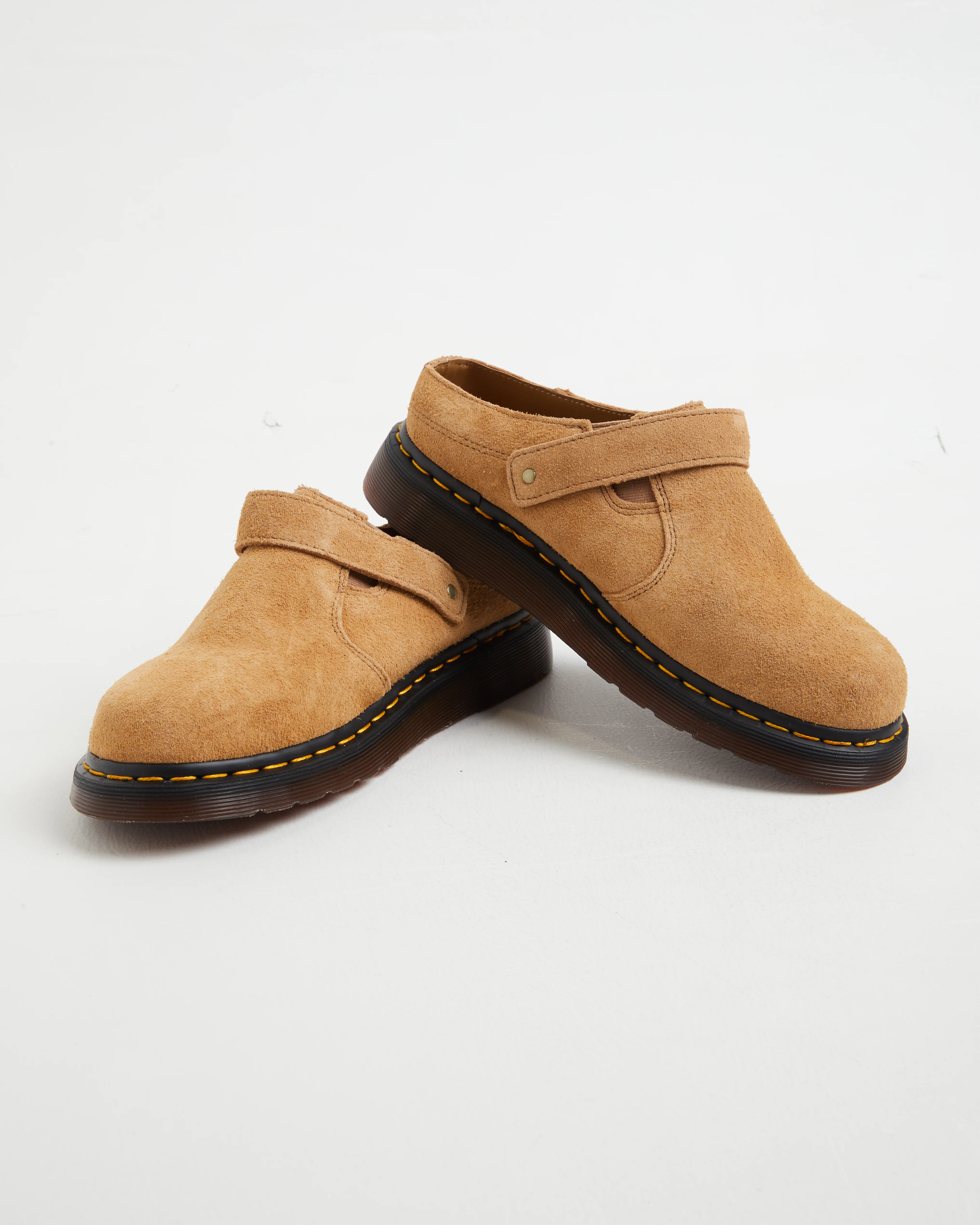 Isham Buckle Mules in Sandy Tan Desert Oasis Suede - Image 5