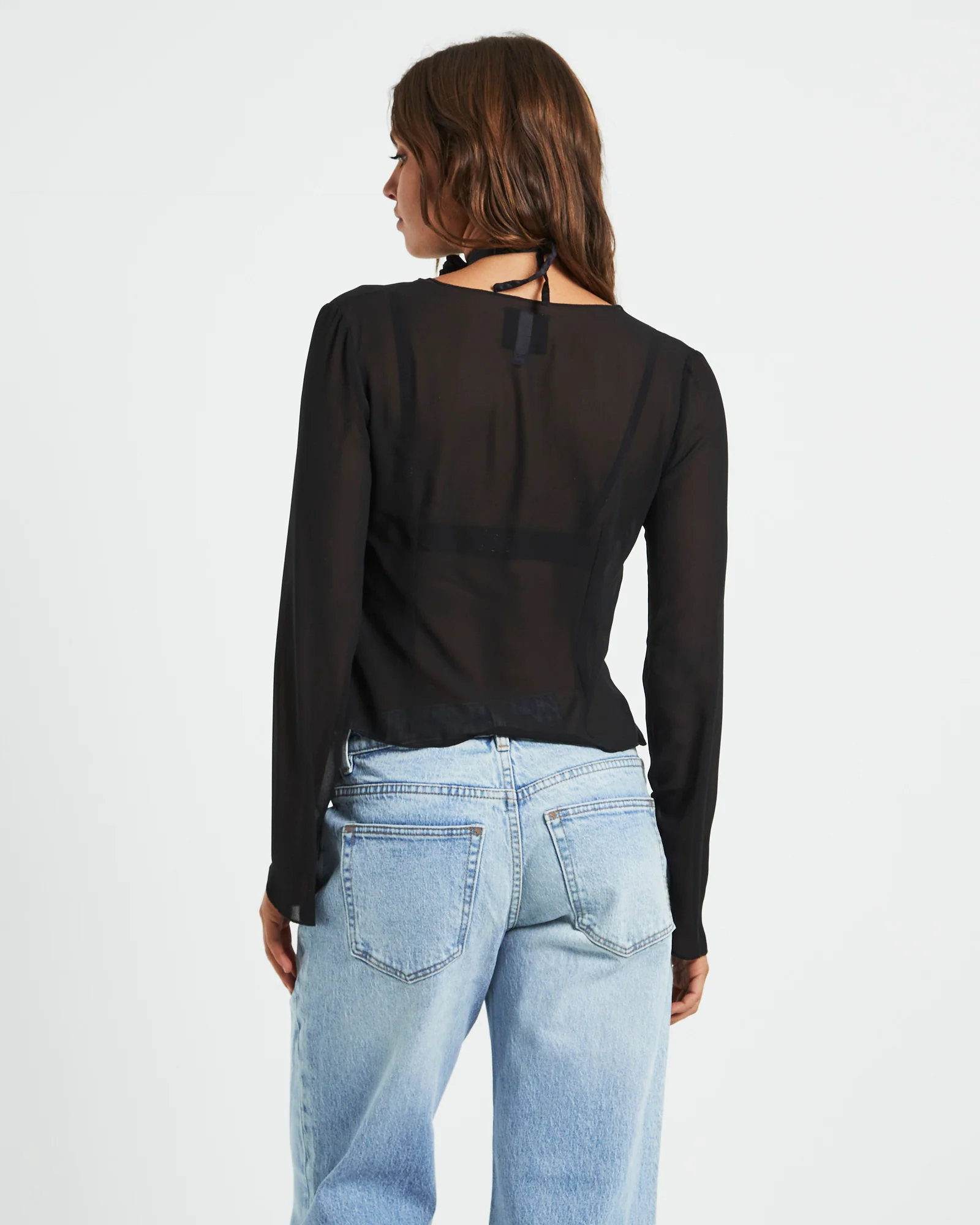 Ivy Laced Sheer Top Black - Image 2