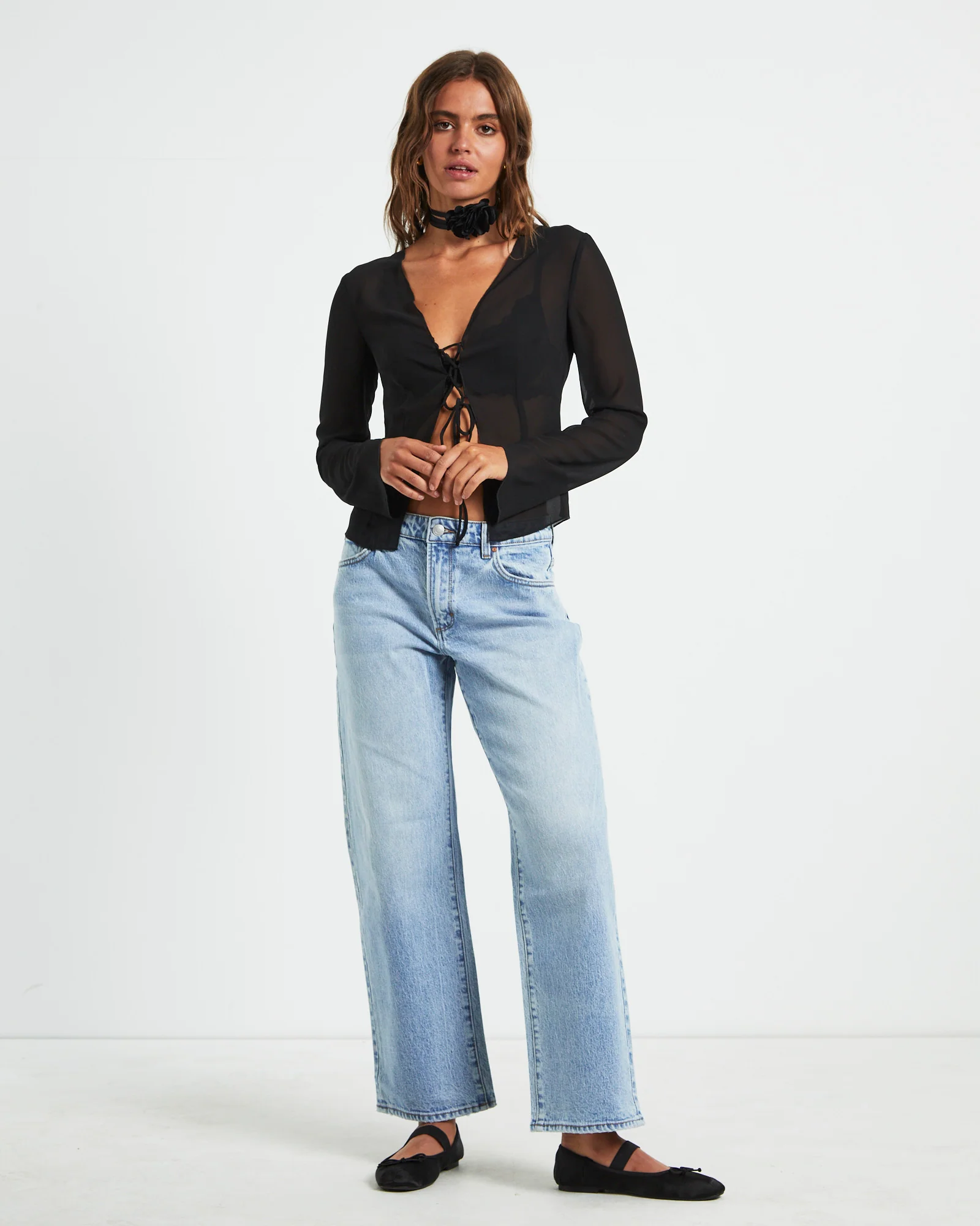 Ivy Laced Sheer Top Black - Image 3