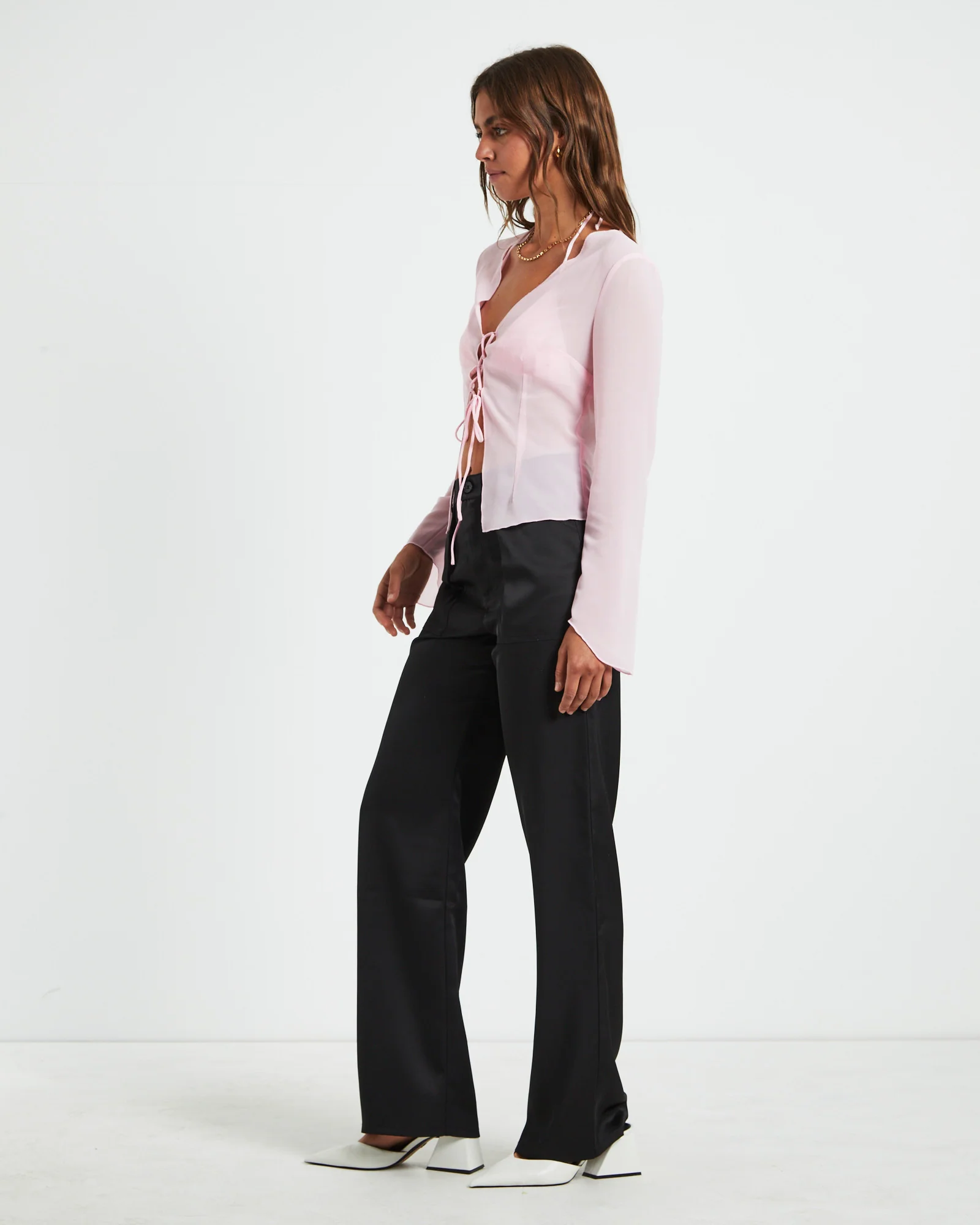 Ivy Laced Sheer Top in Pink - Image 4