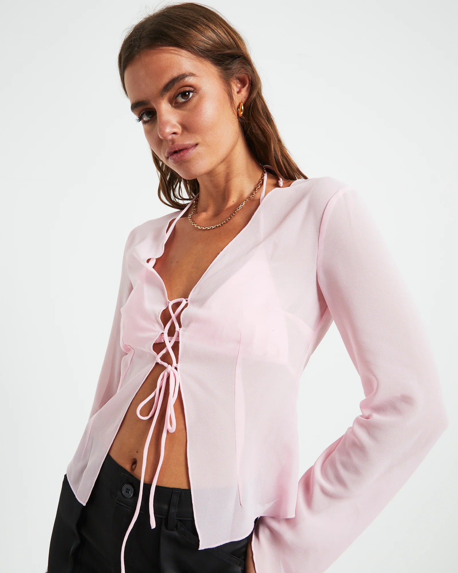 Ivy Laced Sheer Top in Pink - Image 6
